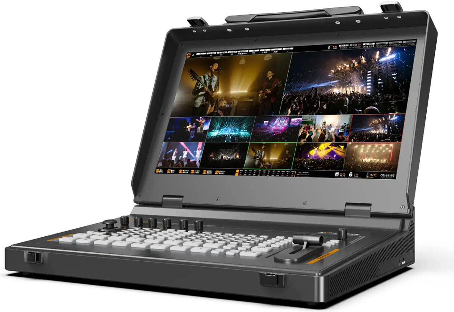 AVMATRIX Shark S8X Plus سوئیچر ویدیویی قابل حمل 8 کانال SDI/HDMI با صفحه نمایش 17.3 اینچی، دارای 8 ورودی 3G-SDI، 2 ورودی 4K HDMI، یک ورودی BNC Ref، یک ورودی AUX و یک ورودی ویدیویی USB-A (UVC) | Shark-S8X-Plus