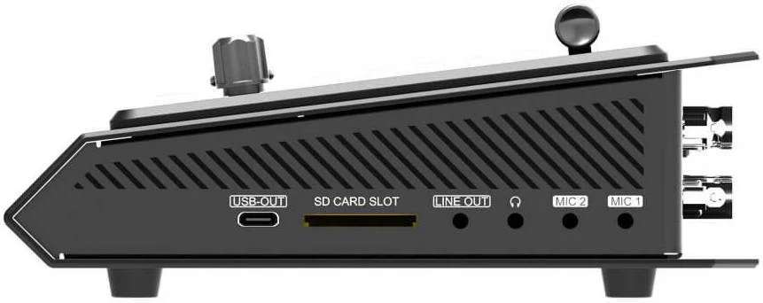 سوئیچر ویدیویی 6 کاناله HDMI/SDI آویماتریکس Shark S6، دارای نمایشگر 5 اینچی داخلی، استریمینگ RTSP، 4 ورودی/خروجی 3G-SDI و 2 ورودی/خروجی HDMI، پشتیبانی از ورودی ویدیویی تا 1080p، میکس صدا، Multiview، طرح‌بندی PiP | Shark S6