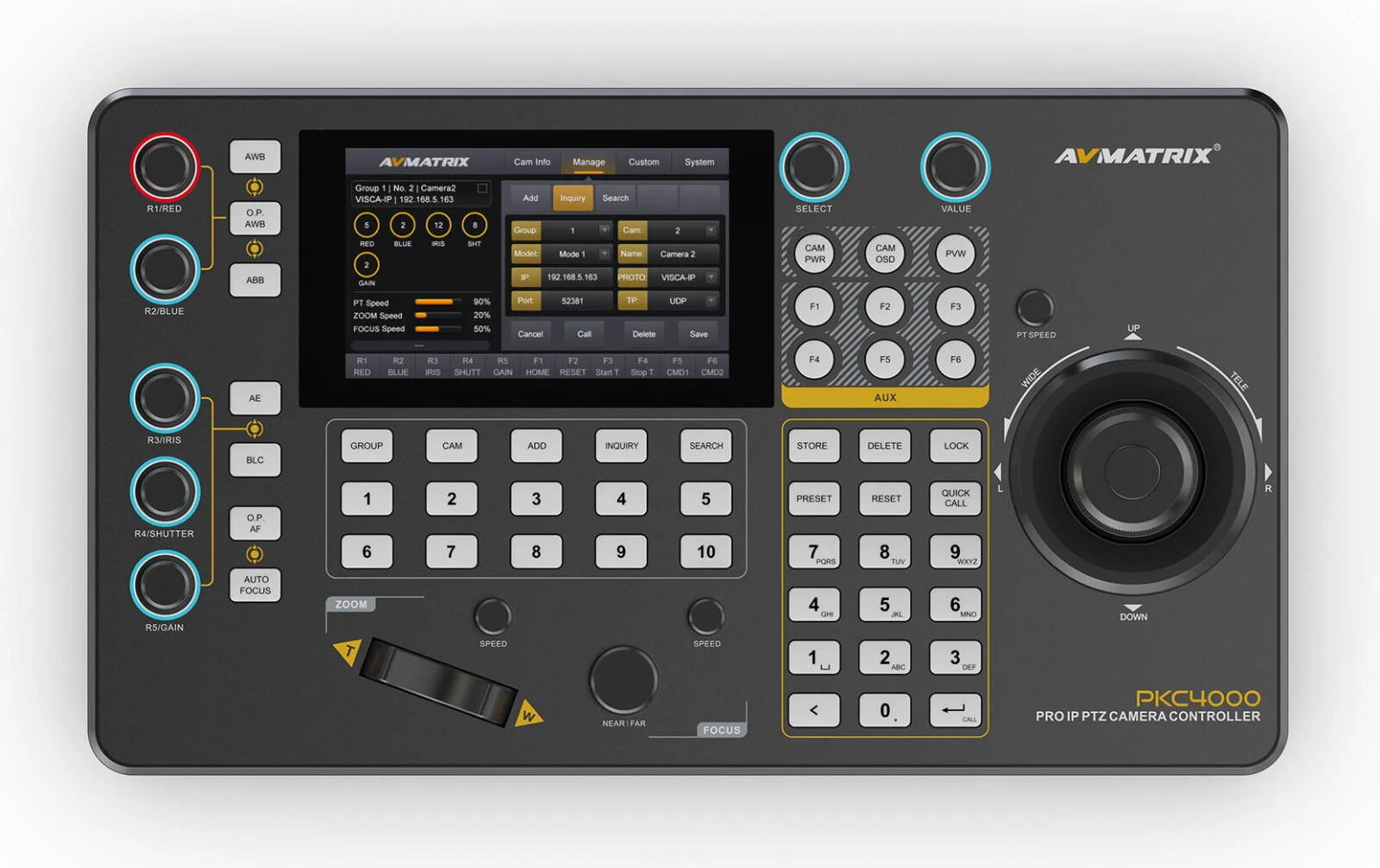 کنترلر AVMATRIX PKC4000، ارتباطات NDI، IP و سریال، کنترل تا 7 دوربین سریال، کنترل تا 100 دوربین NDI، IP، پشتیبانی از POE، منبع تغذیه 12 ولت DC شامل | PKC4000-NDI