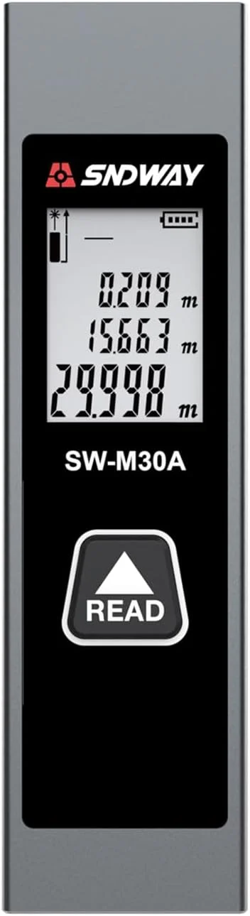 فاصله سنج دستی Fawoonu، دستگاه اندازه گیری فاصله دیجیتال، دستگاه الکترونیکی داخلی، آلیاژ آلومینیوم 30M دقت ±2mm