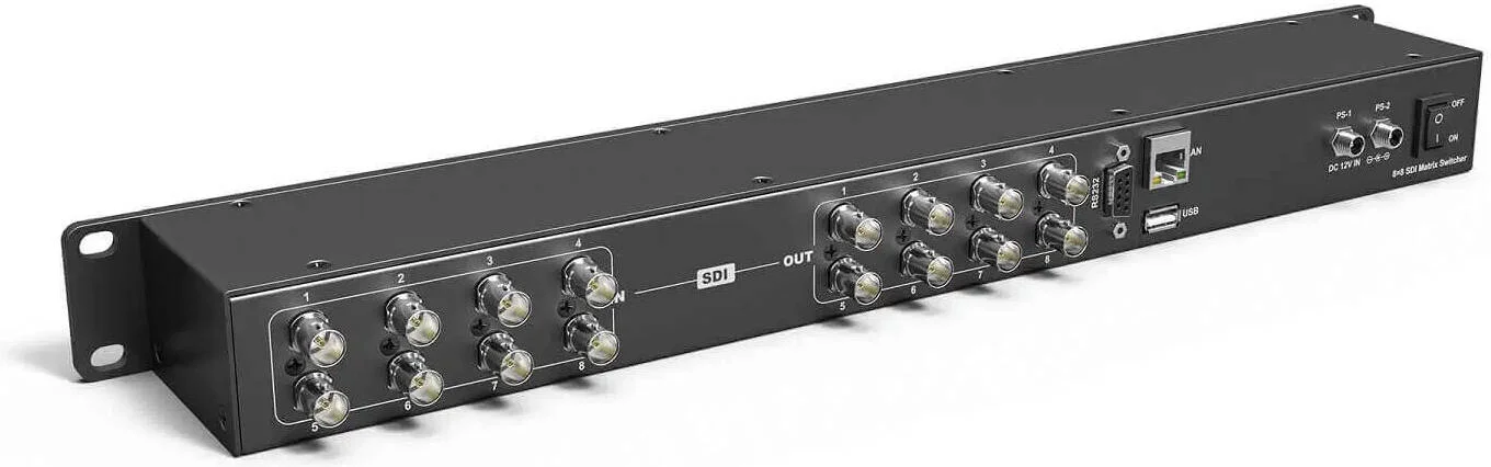 سوئیچر ماتریسی AVMATRIX MSS0811، دارای 8 ورودی 3G-SDI و 8 خروجی 3G-SDI، پشتیبانی از سیگنال های Level A & B، کنترل نرم افزاری از طریق کامپیوتر، فضای رنگی YUV، کنترل دکمه ای پنل جلویی | MSS0811