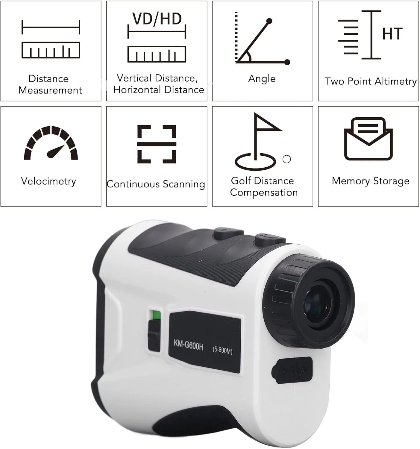فاصله یاب شیب دار، حالت اندازه گیری سرعت فاصله یاب با کالیبراسیون زاویه فوکوس چشمی 600 متری با سوئیچ شیب برای پیاده روی (سفید)