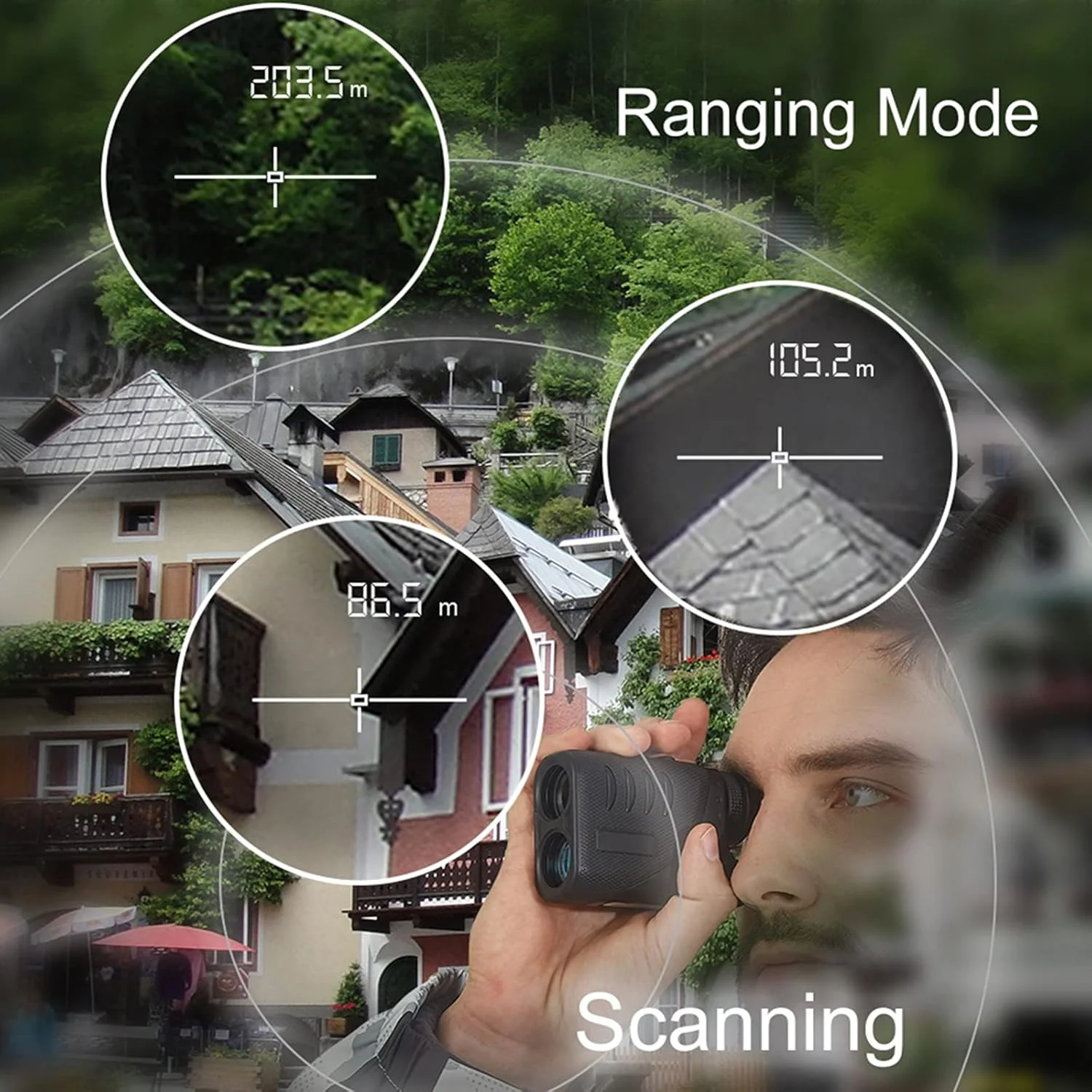 فاصله یاب گلف ERNZI 600M/1000M با صفحه نمایش LCD، قفل میله پرچم گلف، اندازه گیری شیب، ضد آب