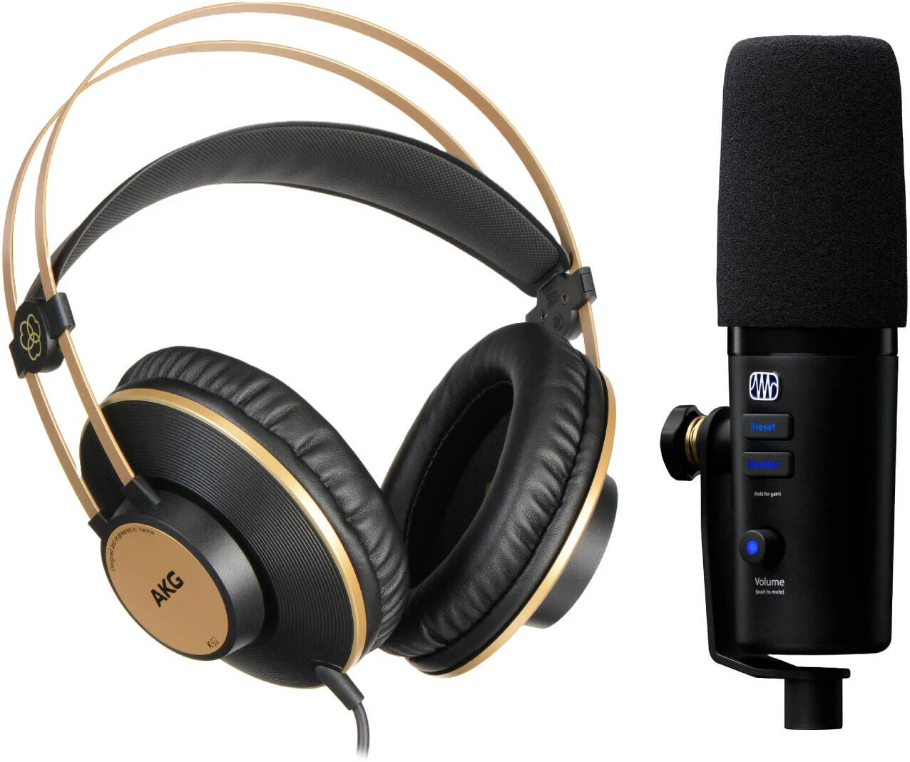 مجموعه شروع پادکست V2 - میکروفون USB داینامیک PreSonus Revelator و هدفون دور گوشی پشت بسته AKG K92 | مجموعه شروع پادکست V2 Revelator Dynamic USB / AKG K92