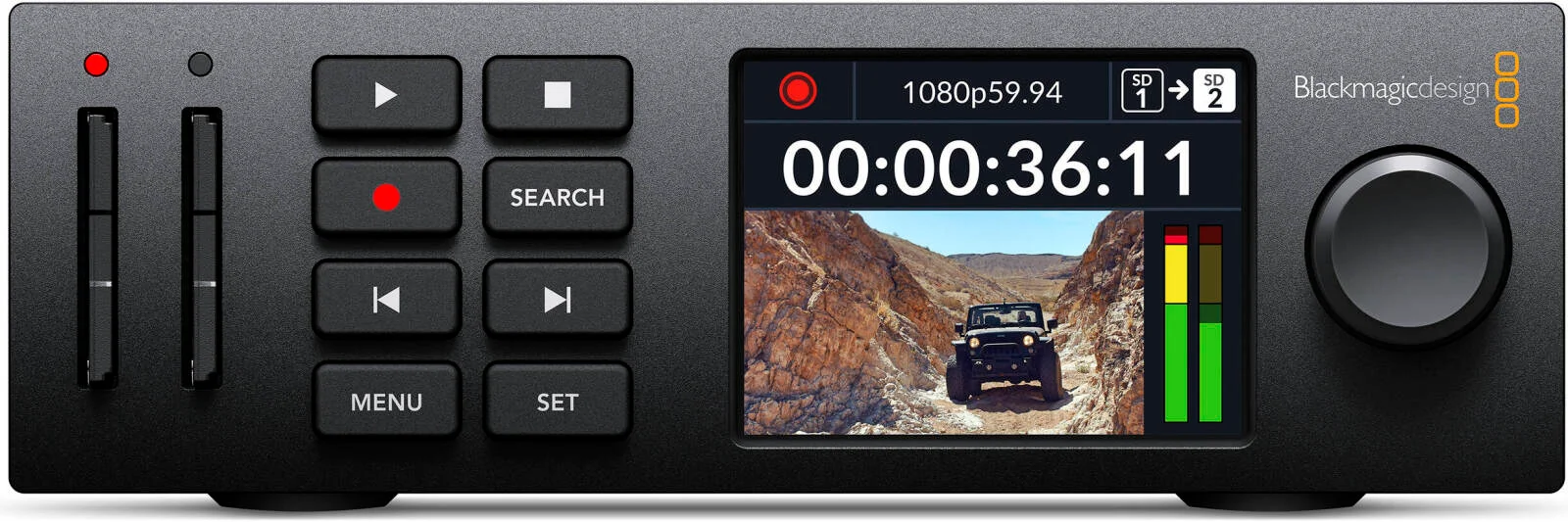 بلک‌مجیک دیزاین HyperDeck Studio HD Mini، ضبط کننده پخش جمع و جور با 3G-SDI، HDMI، دو اسلات SD، Timecode و قابلیت USB Webcam | HyperDeck Studio HD Mini