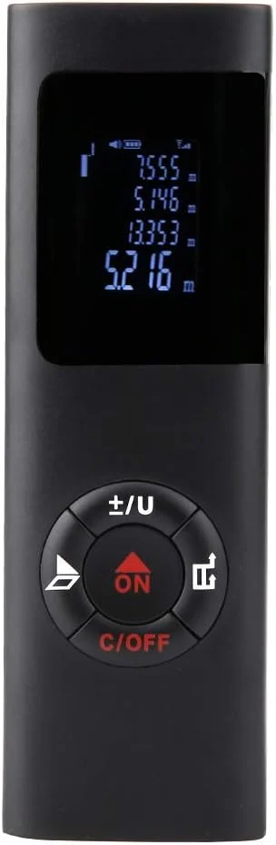 متر دیجیتال دستی کوچک مدل Domary JQ40 با قابلیت اندازه گیری مساحت و حجم، مسافت یاب قابل حمل 40 متری