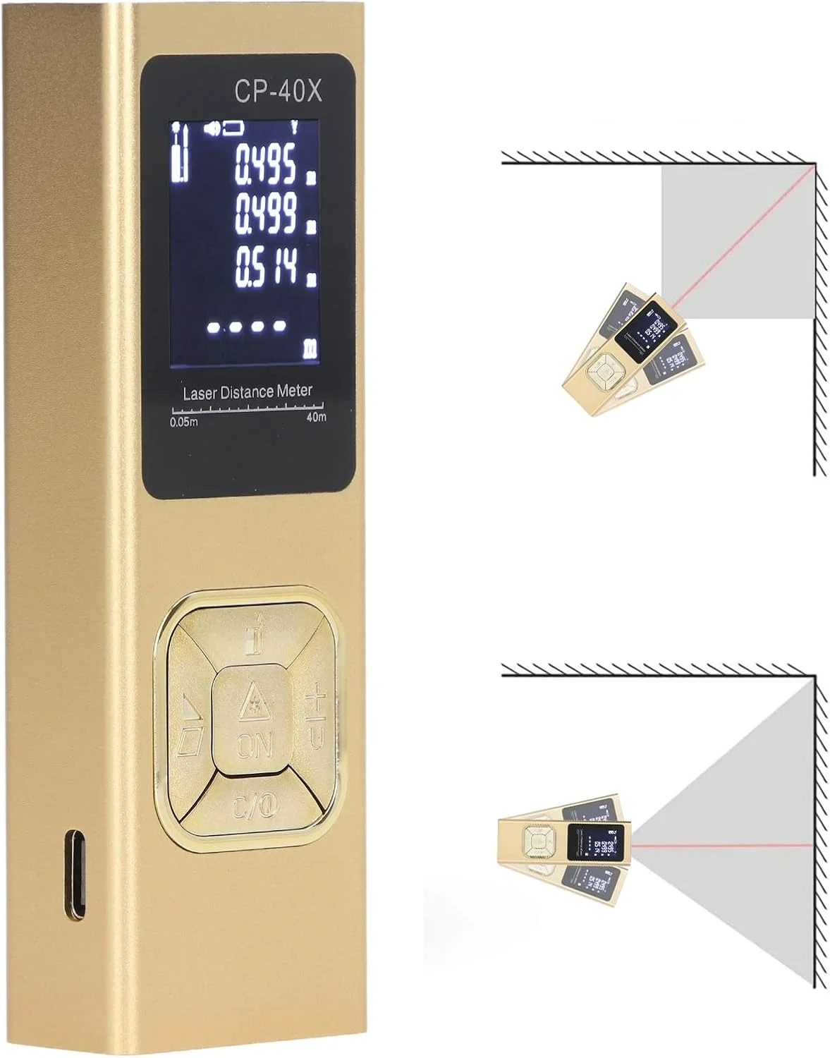 متر فاصله، فاصله یاب دیجیتال با دقت بالا، اندازه گیری های مختلف، قابل حمل، ضد گرد و غبار IP54 با تنظیمات بی صدا برای فضای باز