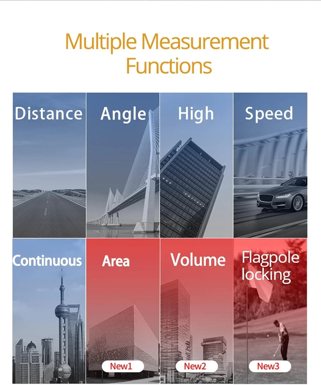 ارتفاع سنج دیجیتال، نمایشگر LCD چند منظوره، فاصله سنج کوچک شکار و گلف، مسافت یاب لیزری