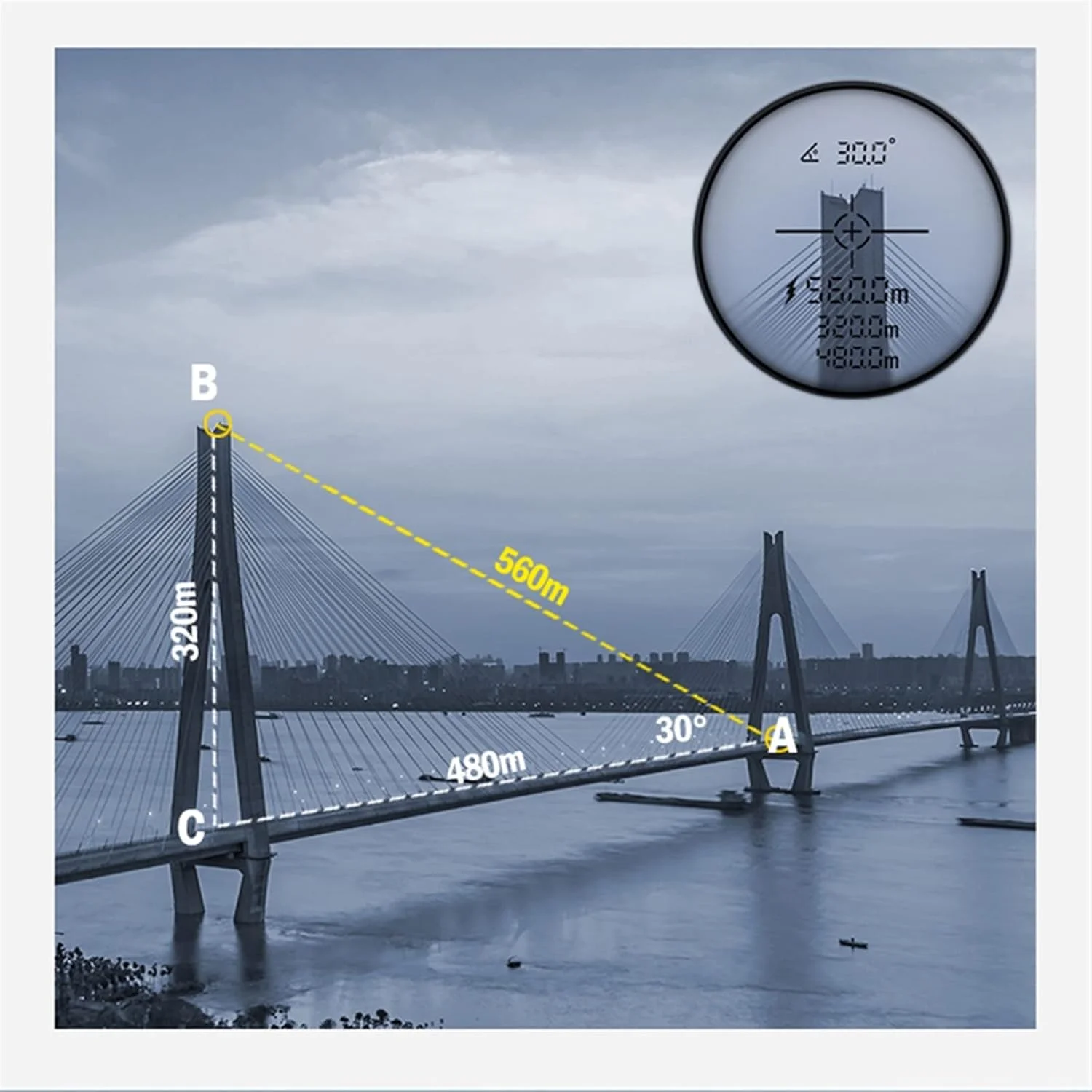 ارتفاع سنج دیجیتال، نمایشگر LCD چند منظوره، فاصله سنج کوچک شکار و گلف، مسافت یاب لیزری