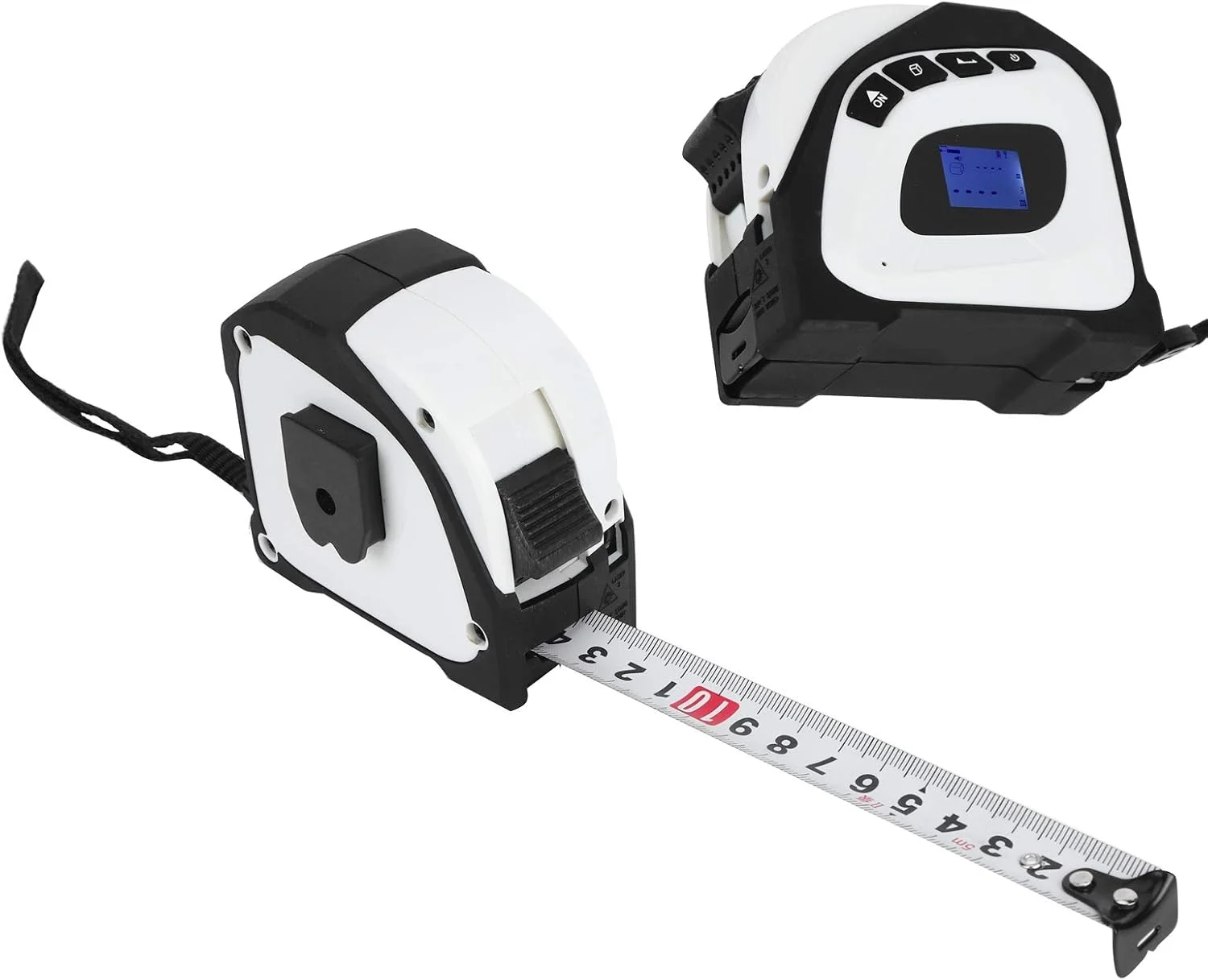 متر لیزری دیجیتال با برد 40 متر به همراه متر نواری برای اندازه گیری مساحت، حجم و فیثاغورس