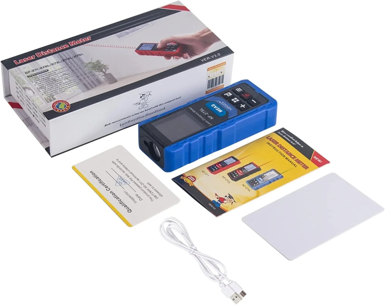 ابزار فیبر نوری NF-275L متر لیزری فاصله یاب 60-120 متری، تراز الکترونیکی، تستر، متر دیجیتال لیزری