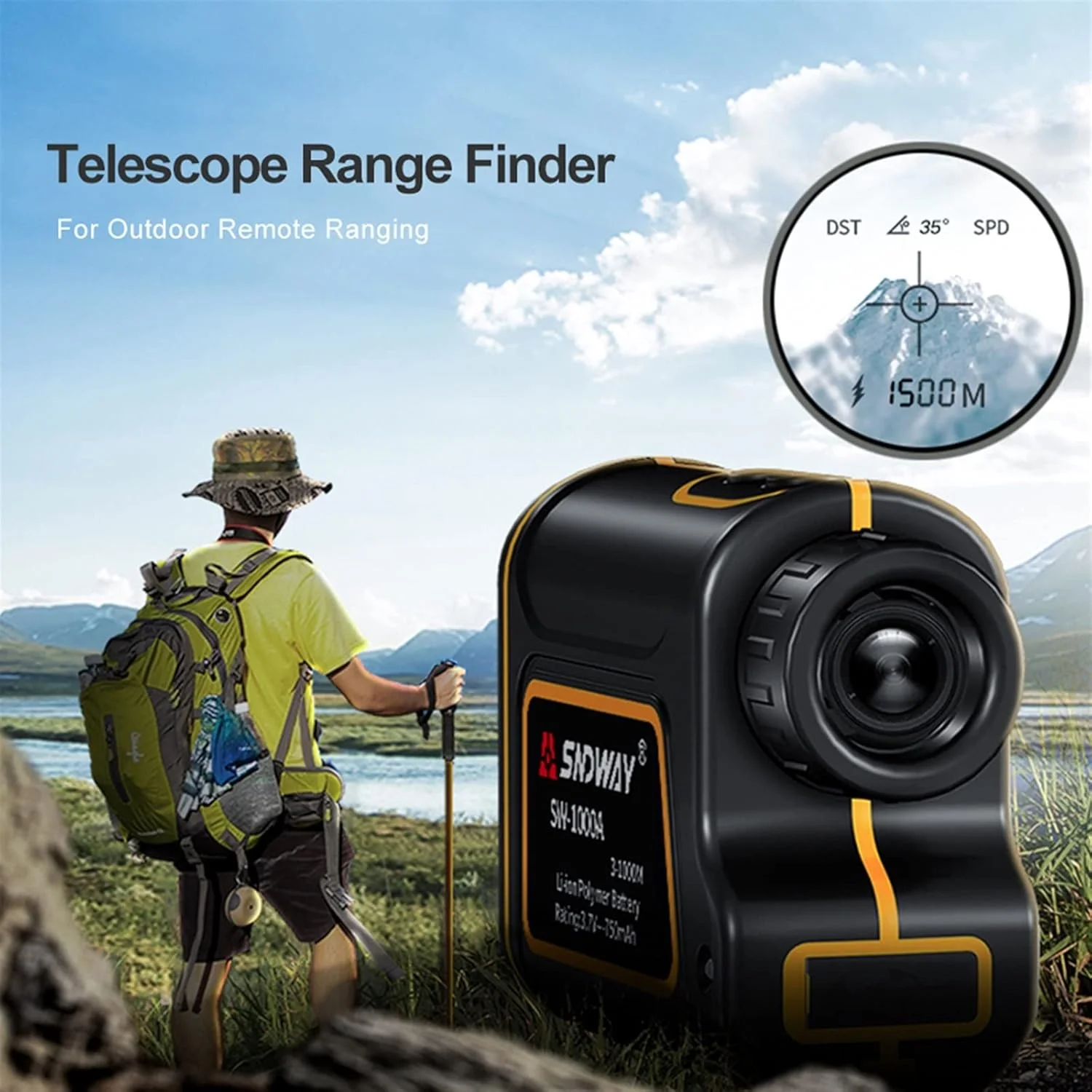 ارتفاع سنج دیجیتال، مسافت یاب لیزری دستی تک چشمی برای گلف و شکار
