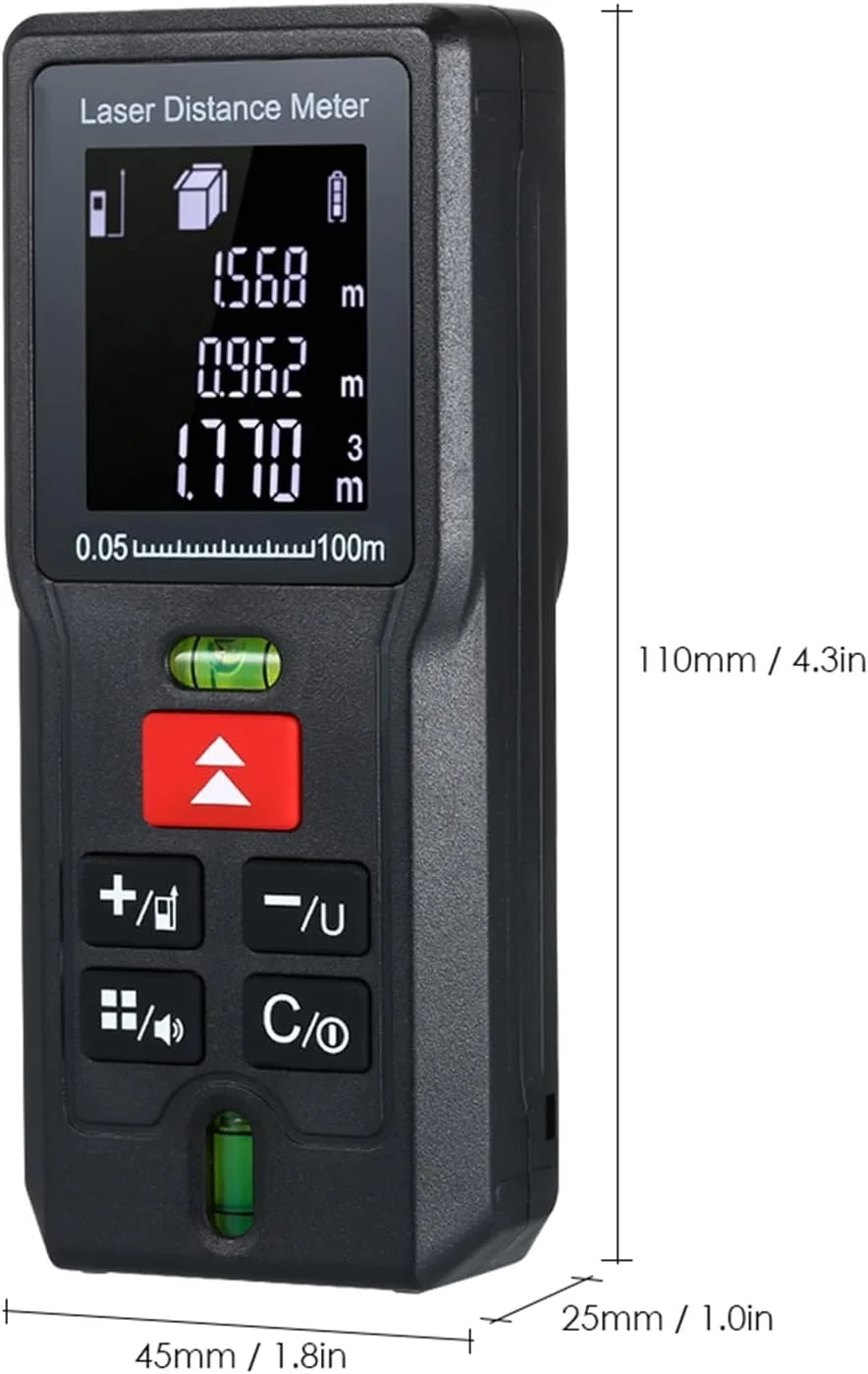 ارتفاع سنج دیجیتال، متر لیزری دستی دیجیتال قابل حمل مینی مسافت یاب با دقت بالا صفحه نمایش LCD با نور پس زمینه (اندازه: 100 متر)
