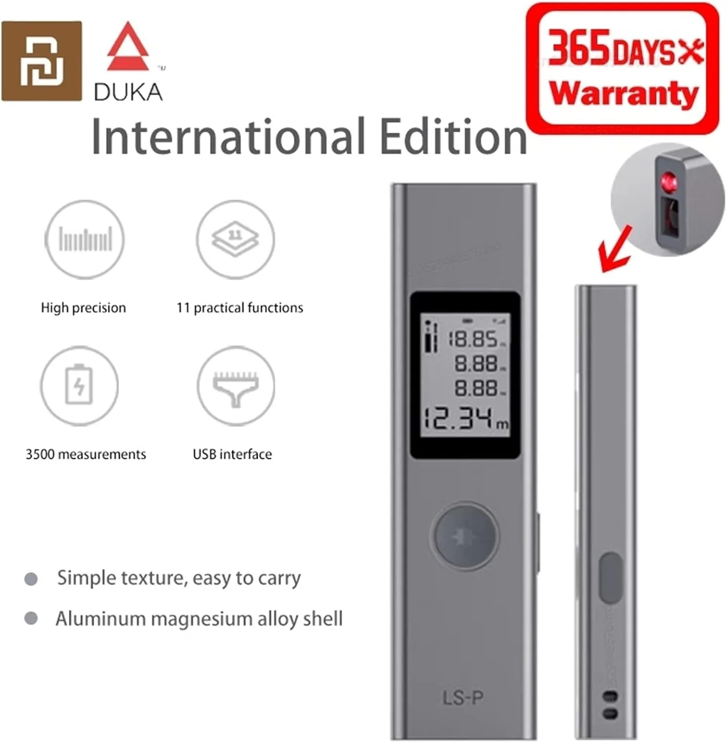 ارتفاع سنج دیجیتال، فاصله یاب لیزری، فاصله یاب شارژ سریع، اندازه گیری دقیق، فاصله یاب دستی قابل حمل