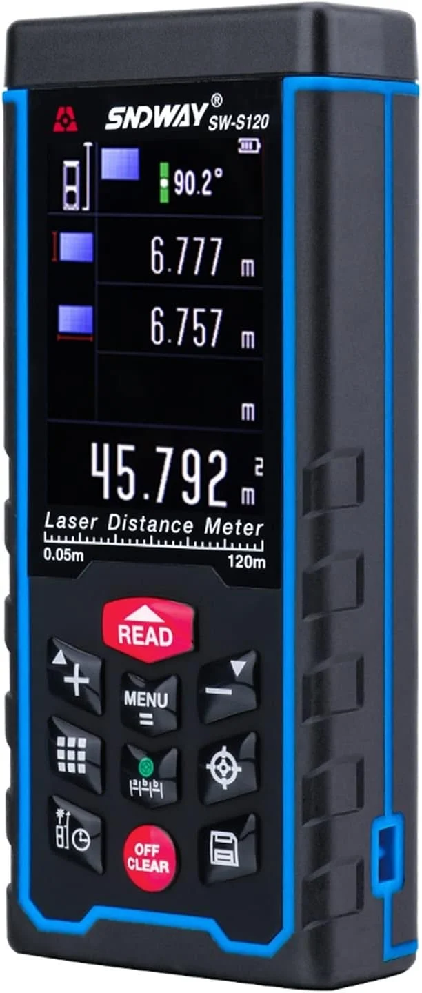 ارتفاع سنج دیجیتال، متر لیزری فاصله یاب دستی، دستگاه اندازه گیری نوار، دوربین مسافت یاب، باتری قابل شارژ (رنگ: 120 متر)
