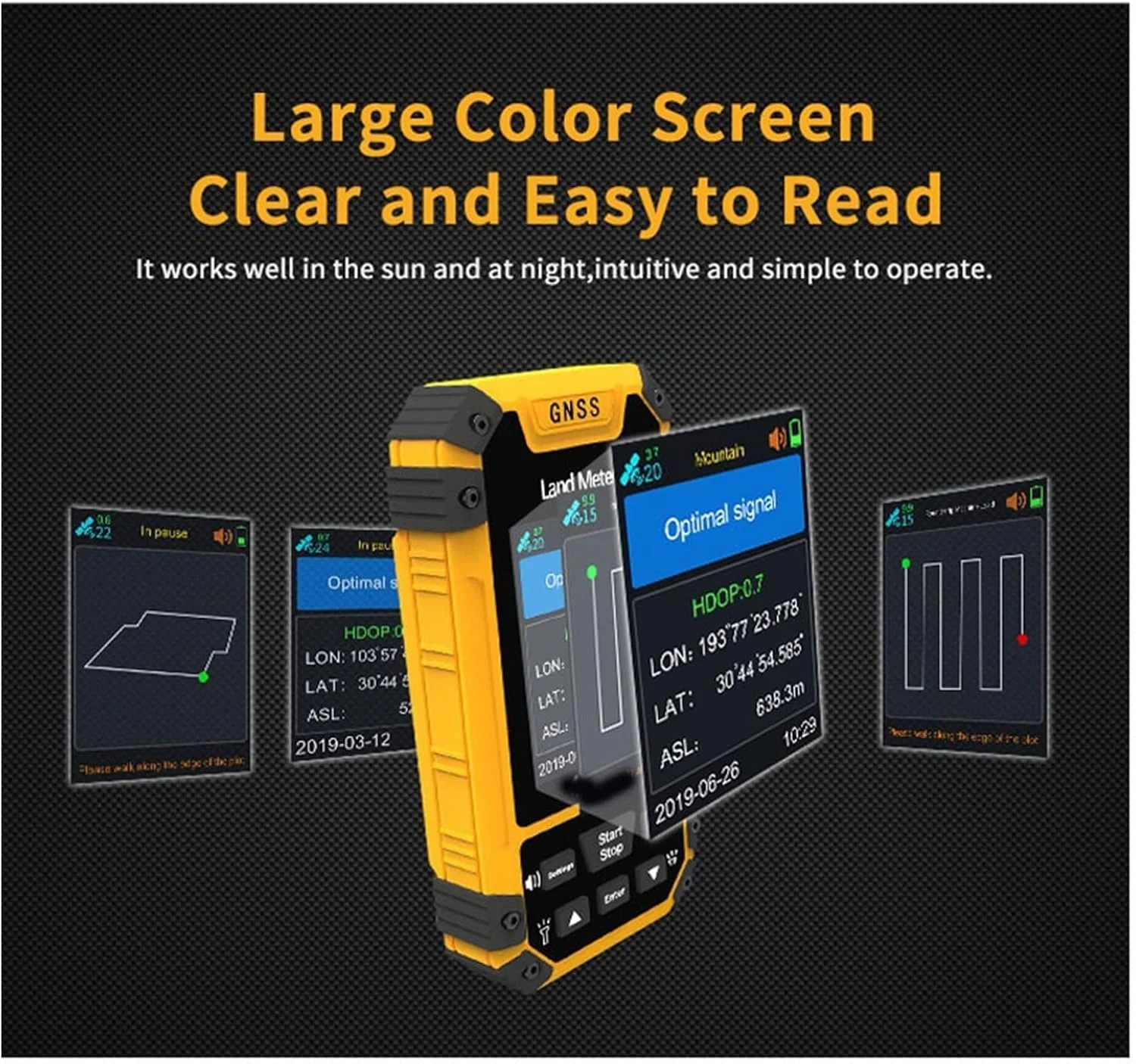 متر محاسبه مساحت زمین، متر زمین S4 صفحه نمایش رنگی، دستگاه نقشه برداری متر زمین، گیرنده GNSS حرفه ای، اندازه گیری مساحت، متر اندازه گیری زمین، G-P-S دستی