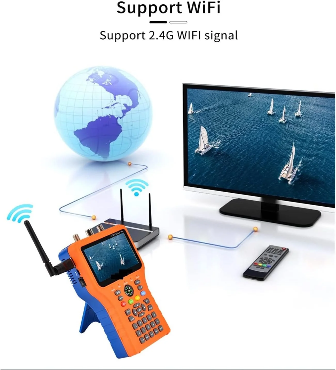 دستگاه سیگنال یاب دیجیتال V8Finder Meter Pro مدل S2X/S2/S/T2/T/C با قابلیت محاسبه خودکار زاویه AZ,EL و پشتیبانی از ACM Combo Satfinder