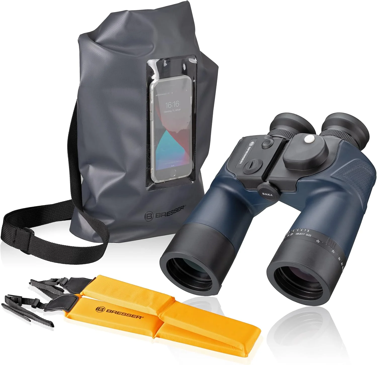 دوربین شکاری دریایی برسسر مدل Binosail با بزرگنمایی 7x50 به همراه قطب نما، مشکی، 9666932