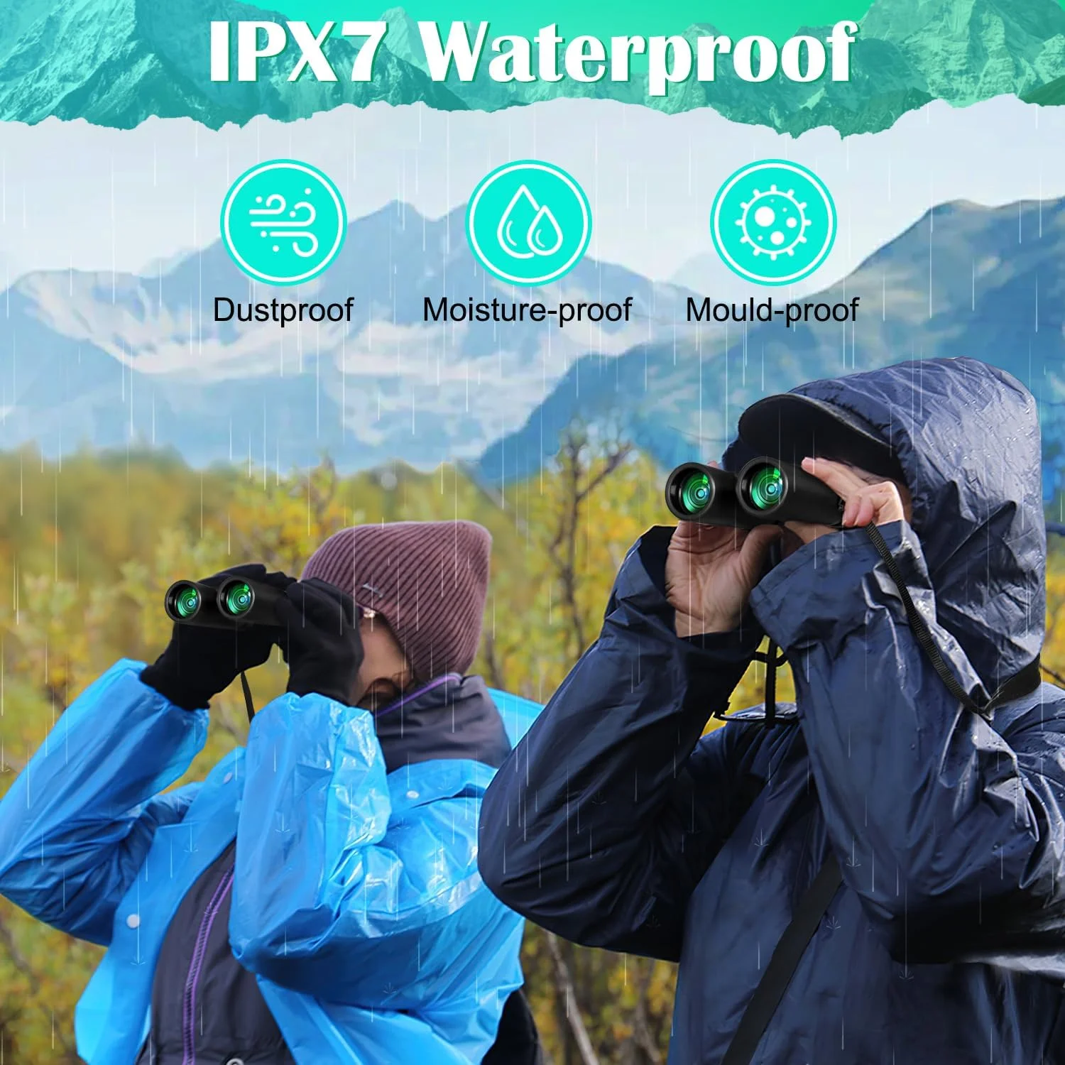 دوربین دوچشمی 12x50 با قدرت بالا برای بزرگسالان، جمع و جور برای تماشای پرندگان با دید واضح، BAK4، FMC، دوربین دوچشمی کوچک ضد آب برای مسافرت، تماشای ستارگان، شکار، کنسرت ها با کیف حمل و بند