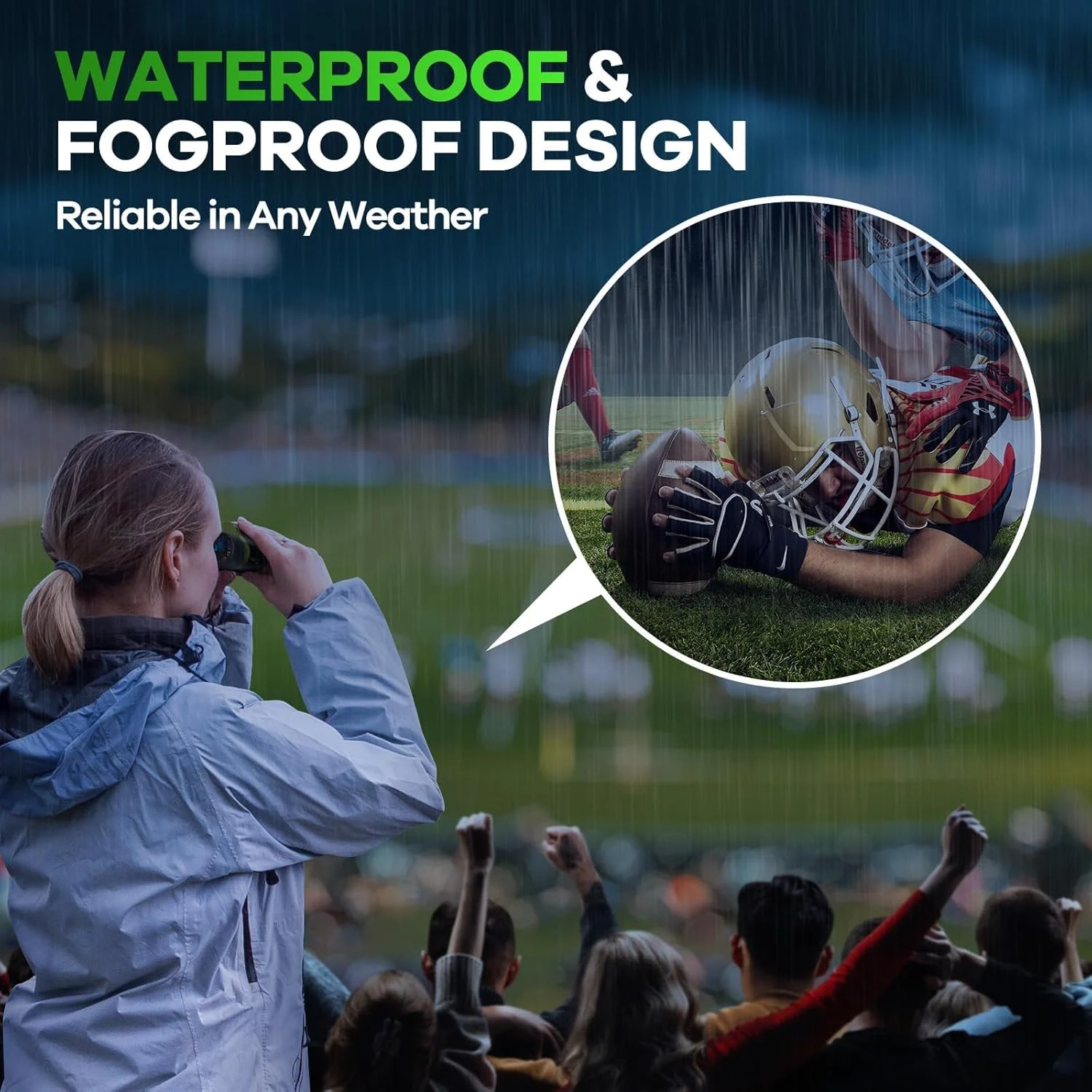 دوربین شکاری کوچک و قدرتمند 15x25 برای بزرگسالان و کودکان با منشور BAK4، لنز FMC، دوربین ضد آب با دید در نور کم، دوربین شکاری کوچک برای شکار/تماشای پرندگان/تئاتر/مسافرت/گردشگری (سبز)