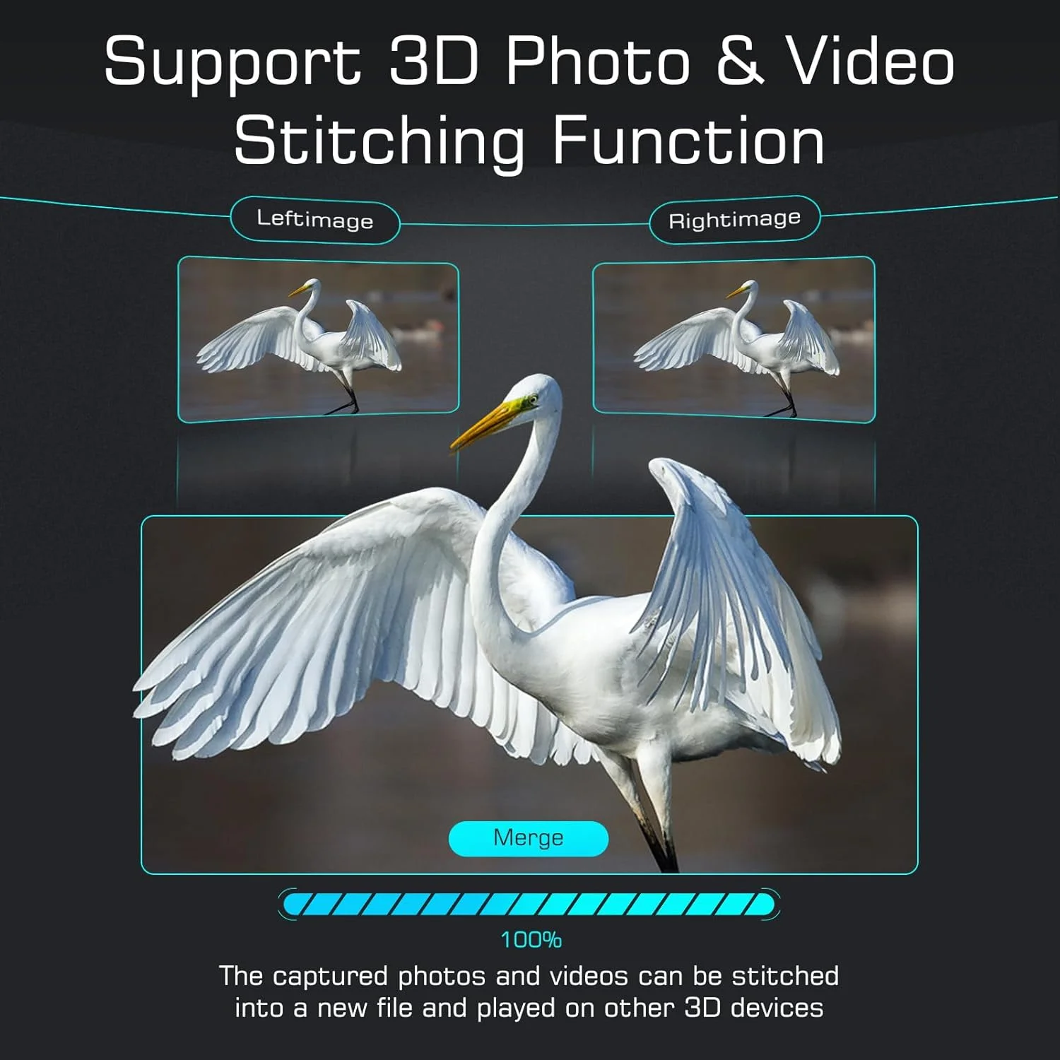 دوربین دوچشمی دید در شب سه بعدی VR، دوربین دوچشمی دید در شب 8K UHD برای بزرگسالان، بیدار شدن خودکار و فناوری یکپارچه سه بعدی، دوربین دوچشمی مادون قرمز، قابل شارژ با عکس 8K و فیلم 4K، کارت TF شامل نمی شود