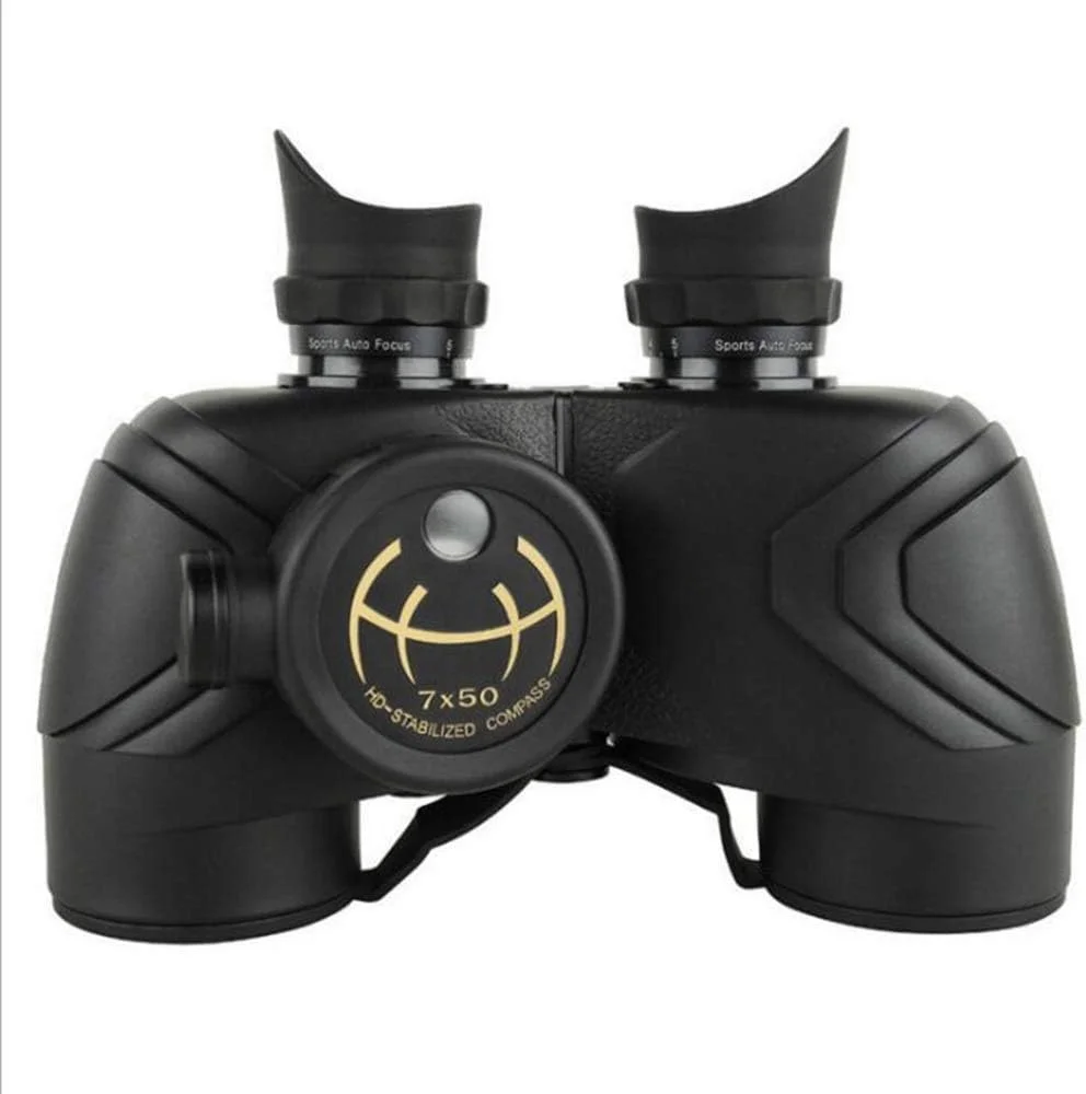 دوربین دوچشمی 7x50 با قطب‌نما، چشمی بزرگ، پر شده از نیتروژن، ضدآب، با کیفیت بالا، لوله دوتایی، برد یابی، تلسکوپ لرزه‌ای نور کم