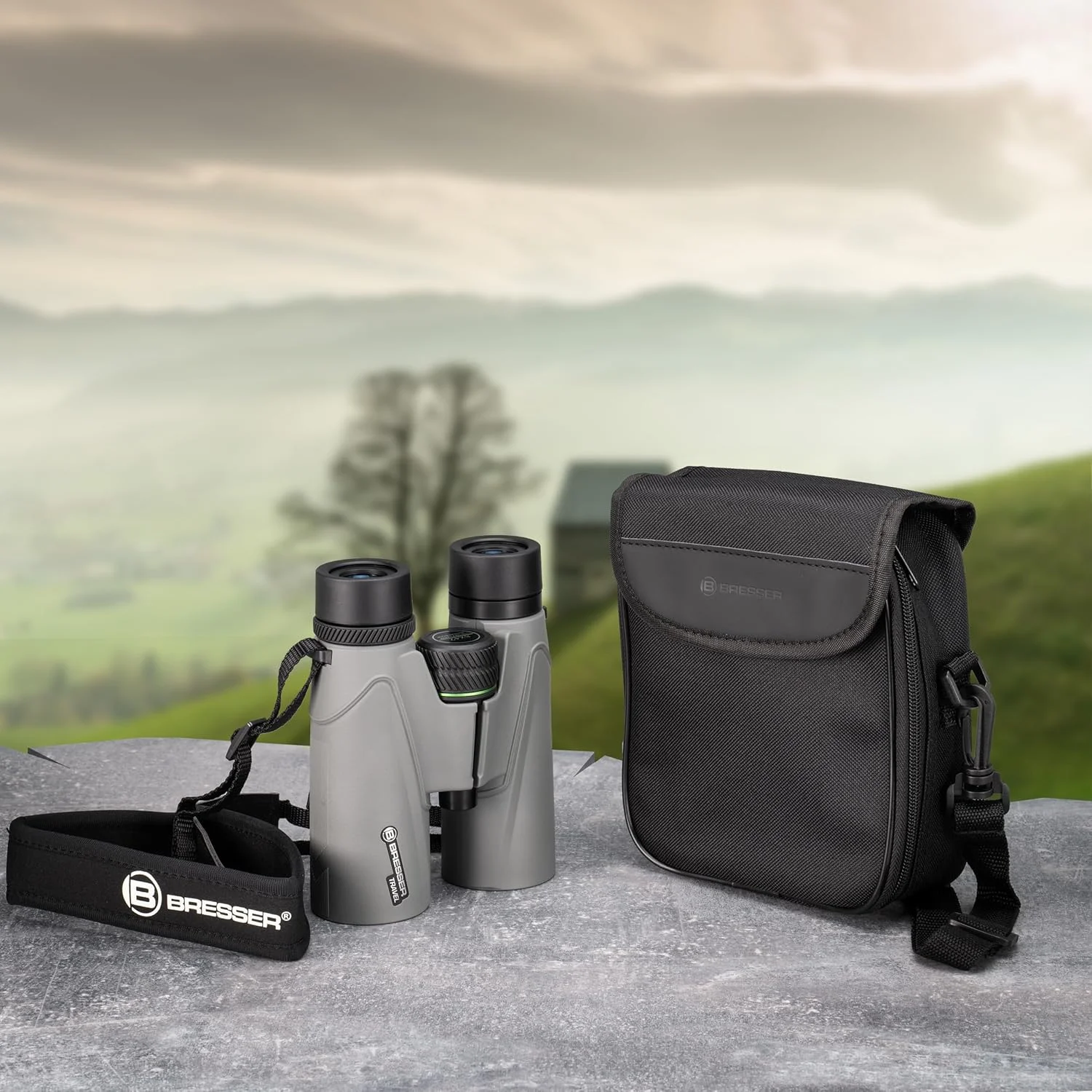 دوربین شکاری مسافرتی Bresser با بزرگنمایی 8 برابر، لنز 42 میلی‌متری، منشورهای BaK-4، ضد آب IPX7، پر شده با نیتروژن، چشمی‌های چرخشی
