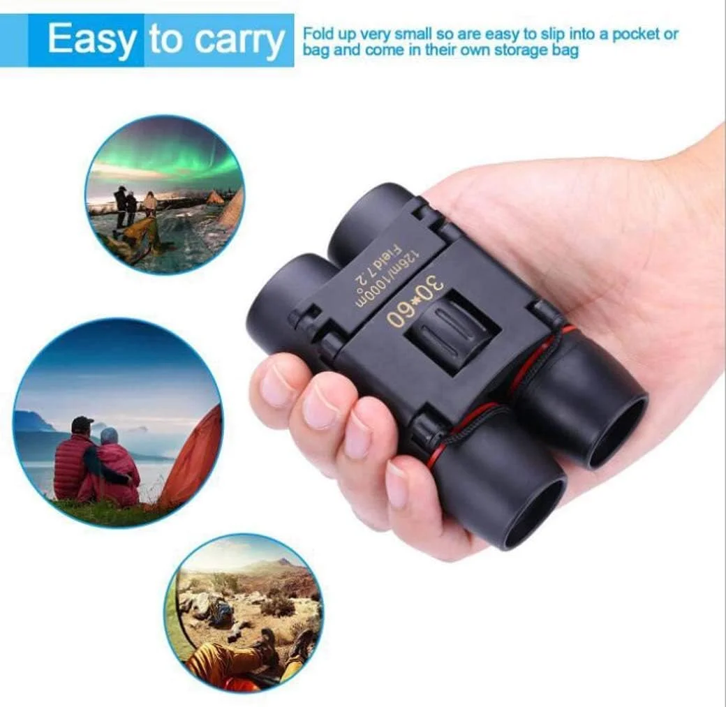 دوربین شکاری تاشو 30X60 مینی با بزرگنمایی واقعی 10X HD تلسکوپ جیبی برای تماشای پرندگان، پیاده روی، شکار و گشت و گذار دوربین شکاری تاشو 30X60 مینی با بزرگنمایی واقعی 10X HD تلسکوپ جیبی برای تماشای پرندگان، پیاده روی، شکار و گشت و گذار