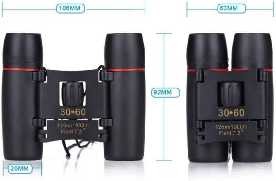 دوربین شکاری تاشو 30X60 مینی با بزرگنمایی واقعی 10X HD تلسکوپ جیبی برای تماشای پرندگان، پیاده روی، شکار و گشت و گذار دوربین شکاری تاشو 30X60 مینی با بزرگنمایی واقعی 10X HD تلسکوپ جیبی برای تماشای پرندگان، پیاده روی، شکار و گشت و گذار