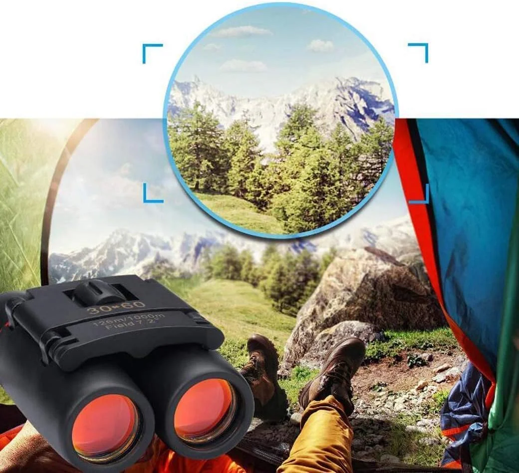 دوربین شکاری تاشو 30X60 مینی با بزرگنمایی واقعی 10X HD تلسکوپ جیبی برای تماشای پرندگان، پیاده روی، شکار و گشت و گذار دوربین شکاری تاشو 30X60 مینی با بزرگنمایی واقعی 10X HD تلسکوپ جیبی برای تماشای پرندگان، پیاده روی، شکار و گشت و گذار
