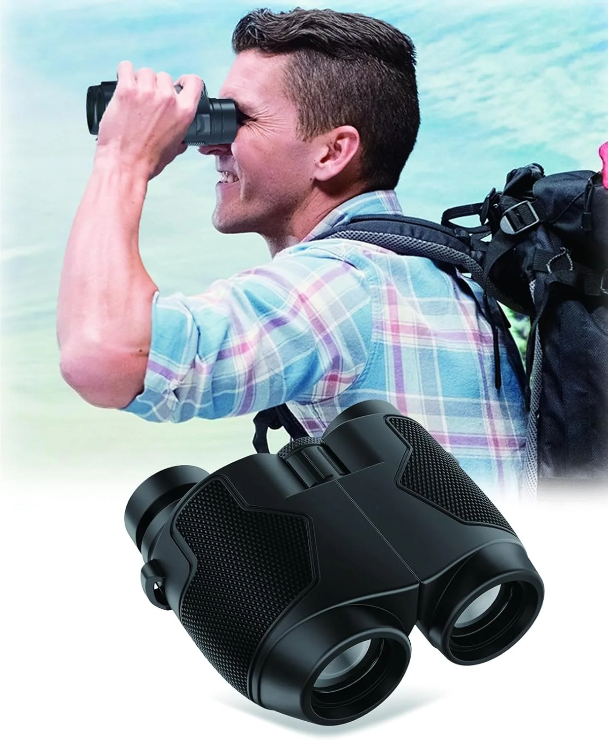 دوربین شکاری 12x25 برای بزرگسالان و کودکان، دوربین شکاری فشرده با چشمی بزرگ، ضد آب، فوکوس آسان، میدان دید گسترده و راحتی چشم برای تماشای پرندگان، پیاده روی، کنسرت