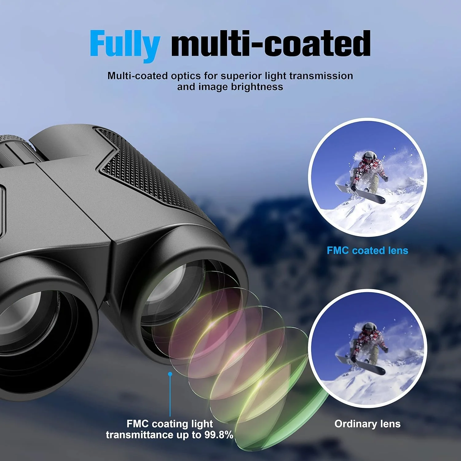 دوربین شکاری 12x25 برای بزرگسالان و کودکان، دوربین شکاری فشرده با چشمی بزرگ، ضد آب، فوکوس آسان، میدان دید گسترده و راحتی چشم برای تماشای پرندگان، پیاده روی، کنسرت