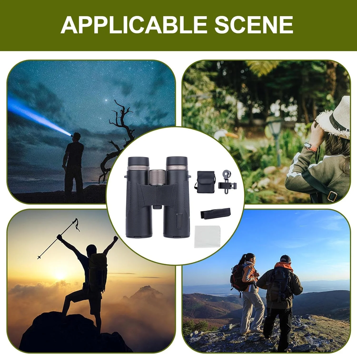 دوربین دوچشمی مسافرتی | دوربین دوچشمی کنسرت | بزرگنمایی 12 برابر ضد آب دید در شب با کیفیت بالا برای بزرگسالان پیاده روی کمپینگ کشتی تفریحی شکار