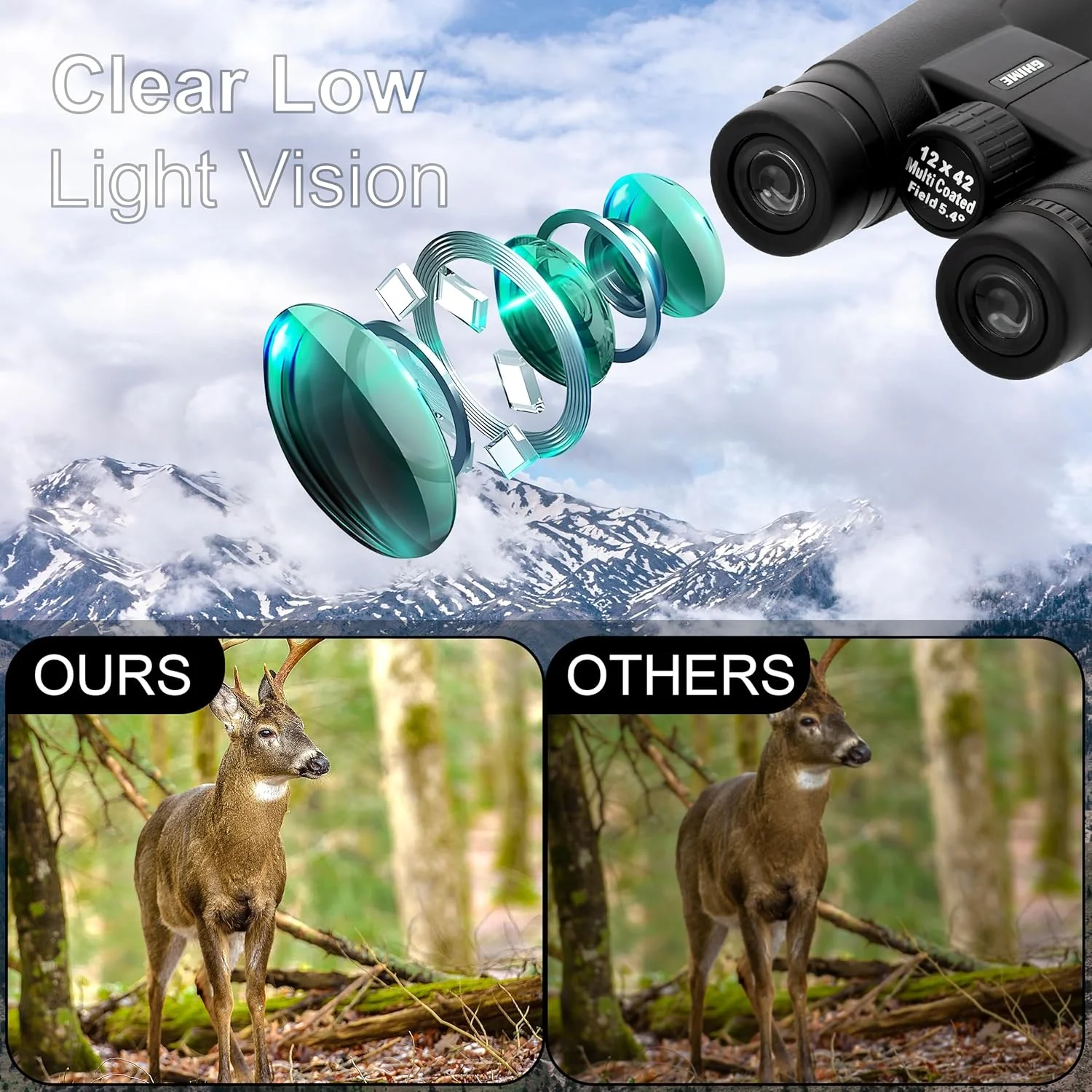 دوربین شکاری برای فواصل دور، دوربین شکاری الترا اچ دی برای تماشای پرندگان، سافاری، پیاده روی با آداپتور تلفن و کیف نگهداری، زوم 12x42، شیشه BAK 4 روشن، برد 2000 متر دوربین شکاری برای فواصل دور، دوربین شکاری الترا اچ دی برای تماشای پرندگان، سافاری، پیاده روی با آداپتور تلفن و کیف نگهداری، زوم 12x42، شیشه BAK 4 روشن، برد 2000 متر