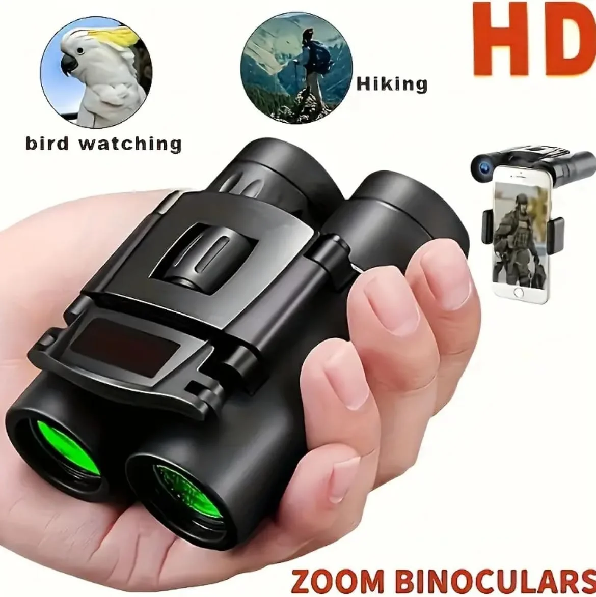 دوربین شکاری زوم HD 8x21، طراحی جمع و جور و قابل حمل برای تماشای پرندگان و پیاده روی، برد 131 متر/1000 متر، مشکی دوربین شکاری زوم HD 8x21، طراحی جمع و جور و قابل حمل برای تماشای پرندگان و پیاده روی، برد 131 متر/1000 متر، مشکی