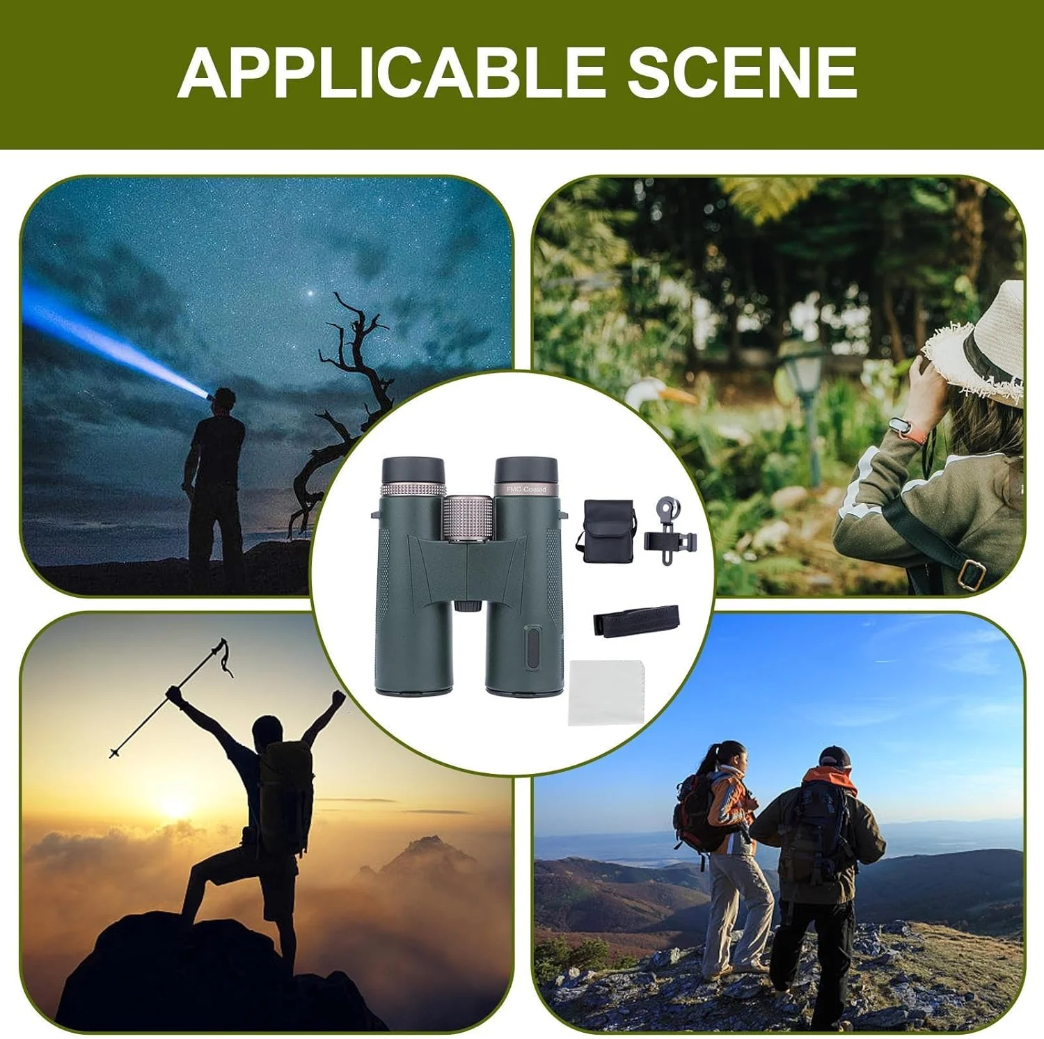 دوربین شکاری جیبی فشرده با بزرگنمایی 12 برابر و وضوح بالا دید در شب مناسب تئاتر، کنسرت، تماشای پرندگان، کودکان و بزرگسالان