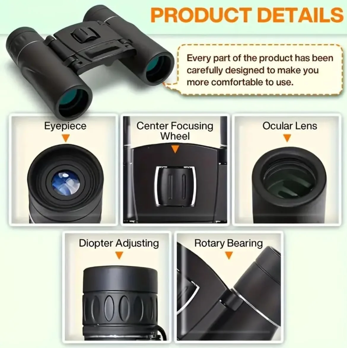 دوربین شکاری زوم HD 8x21، طراحی جمع و جور و قابل حمل برای تماشای پرندگان و پیاده روی، برد 131 متر/1000 متر، مشکی دوربین شکاری زوم HD 8x21، طراحی جمع و جور و قابل حمل برای تماشای پرندگان و پیاده روی، برد 131 متر/1000 متر، مشکی