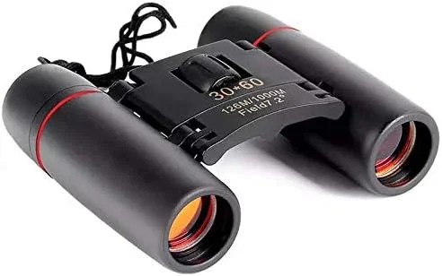 دوربین دوچشمی تلسکوپی تاشو 30x60، نسخه زوم دید در شب، مینی تلسکوپ قابل حمل تاشو برای تماشای پرندگان در فضای باز، مسافرت، گشت و گذار، شکار - مشکی