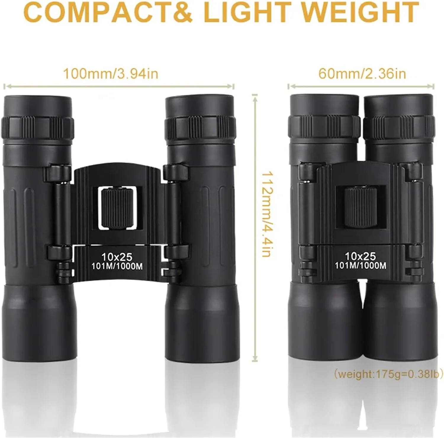 دوربین دوچشمی 10x25 HD، تلسکوپ دوچشمی قدرتمند قابل حمل برای فعالیت های خارج از منزل، کمپینگ، پیاده روی، ضد آب