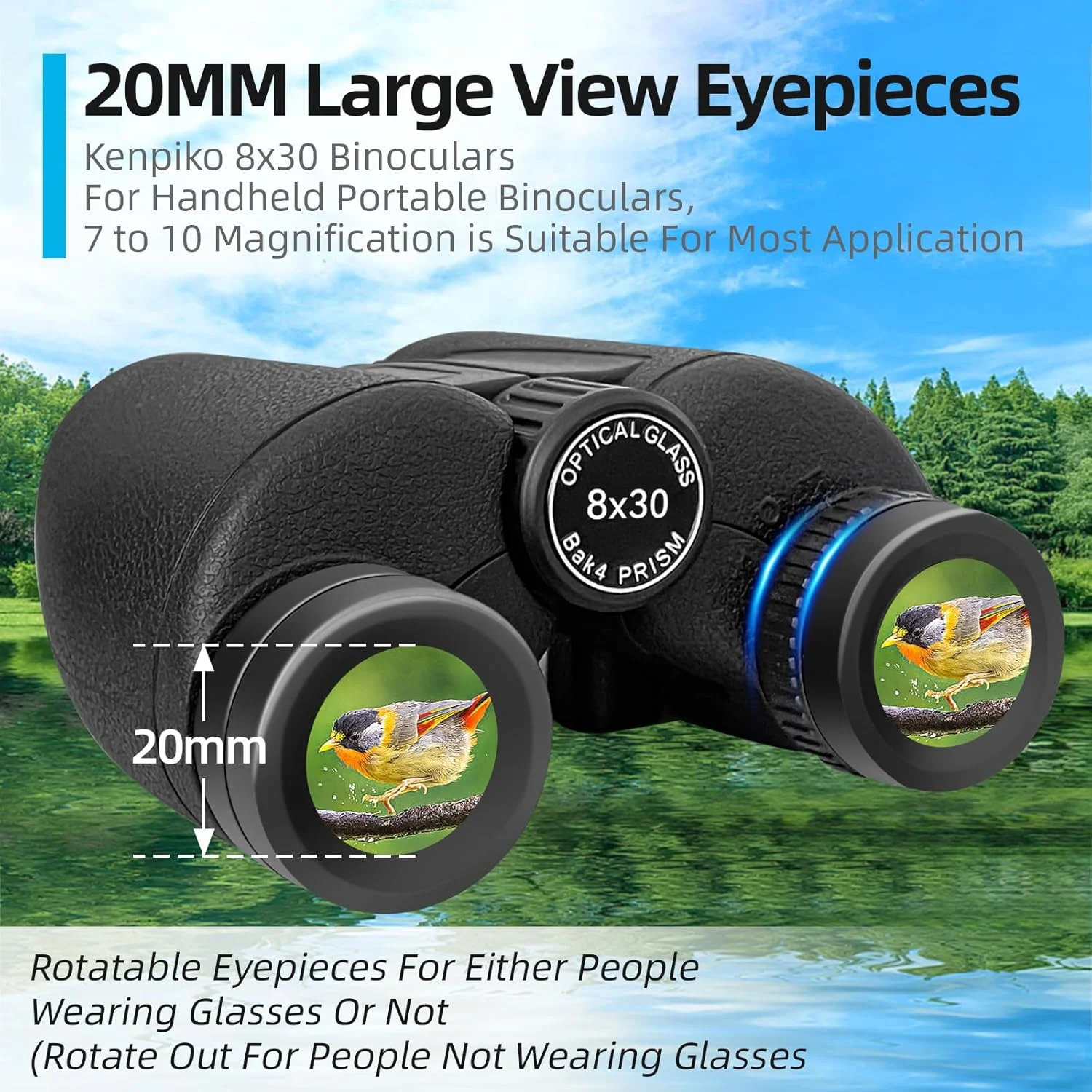 دوربین دوچشمی 8x30 با قدرت بالا برای بزرگسالان، دوربین دوچشمی HD جمع و جور و قدرتمند برای مسافرت، پیاده روی، کنسرت، کشتی، تماشا پرندگان، مشکی ضد آب برای کودکان