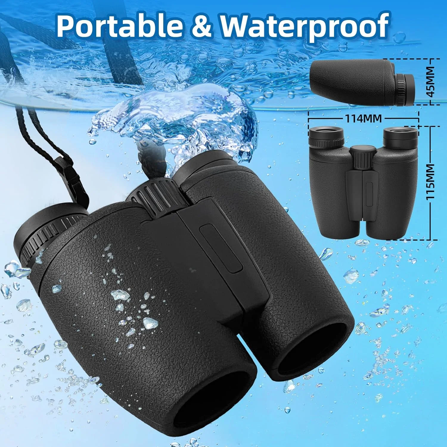 دوربین دوچشمی 8x30 با قدرت بالا برای بزرگسالان، دوربین دوچشمی HD جمع و جور و قدرتمند برای مسافرت، پیاده روی، کنسرت، کشتی، تماشا پرندگان، مشکی ضد آب برای کودکان