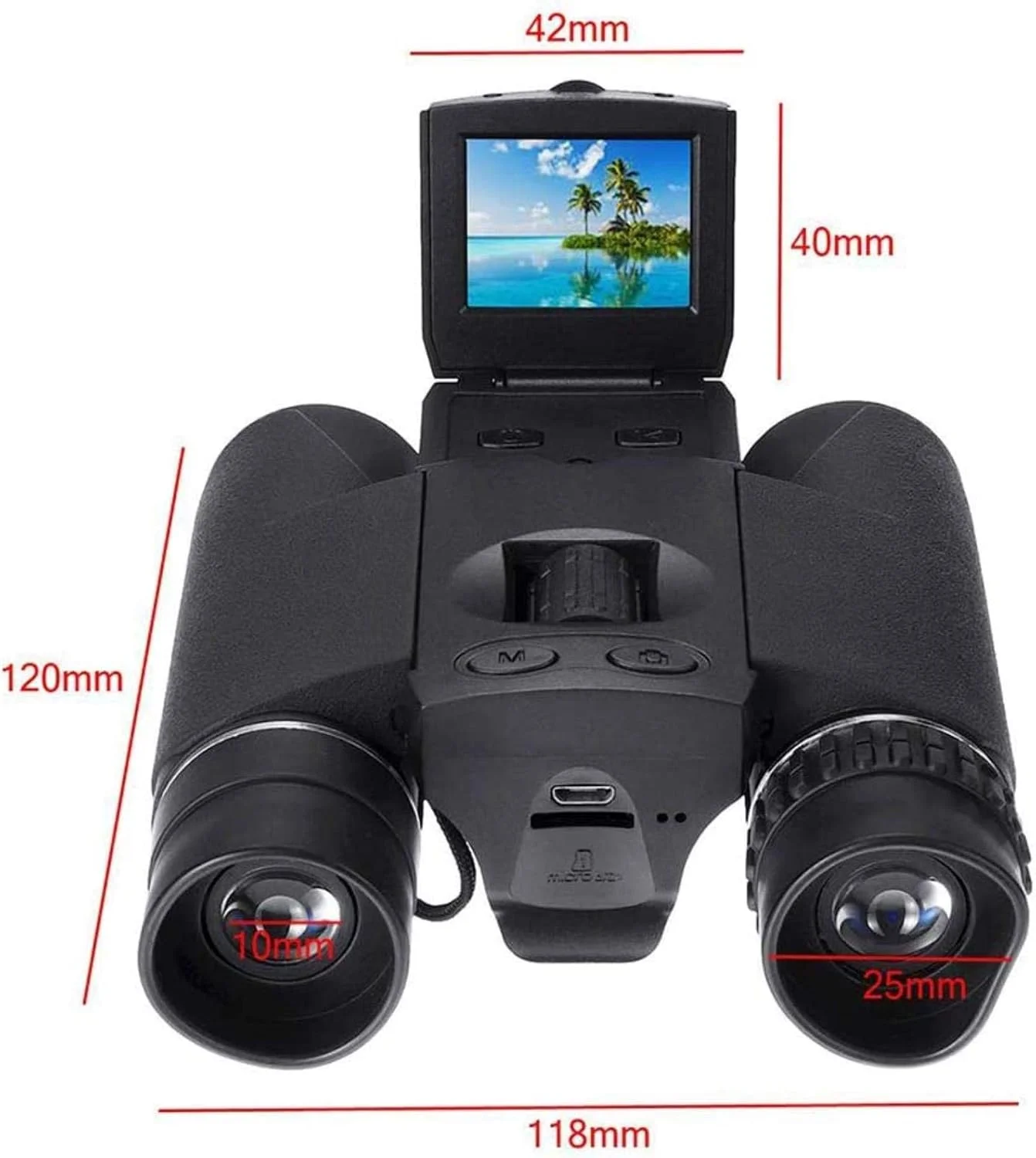 دوربین دوچشمی تلسکوپی 12X32 HD با دوربین دیجیتال 5 مگاپیکسل و صفحه نمایش 2.0TFT فول اچ دی 1080P