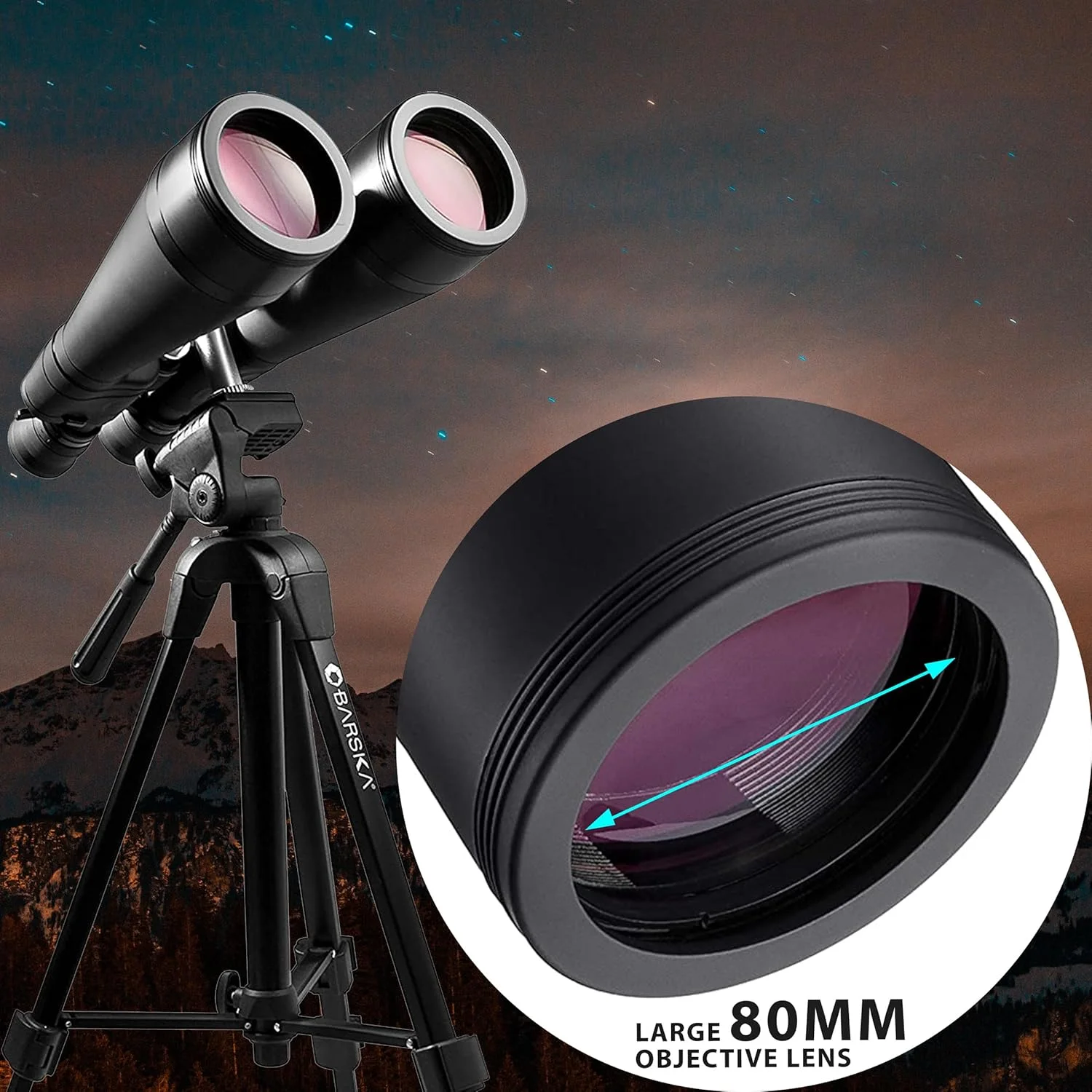 دوربین دوچشمی زوم 20-140x80 BARSKA Gladiator (لنز سبز) مشکی دوربین دوچشمی زوم 20-140x80 BARSKA Gladiator (لنز سبز) مشکی