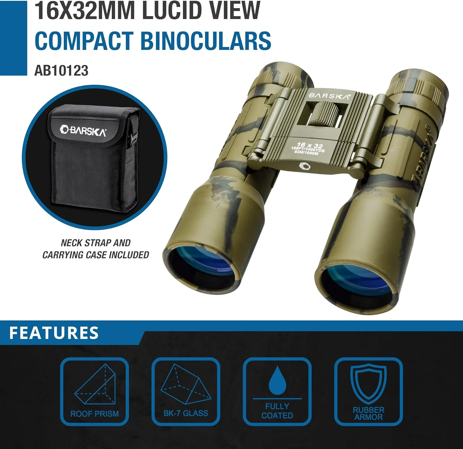 دوربین شکاری کامپکت 16x32 طرح استتار بارسکا مدل Lucid View مناسب سفر، شکار، پیادهروی و رویدادهای فضای باز دوربین شکاری کامپکت 16x32 طرح استتار بارسکا مدل Lucid View مناسب سفر، شکار، پیادهروی و رویدادهای فضای باز