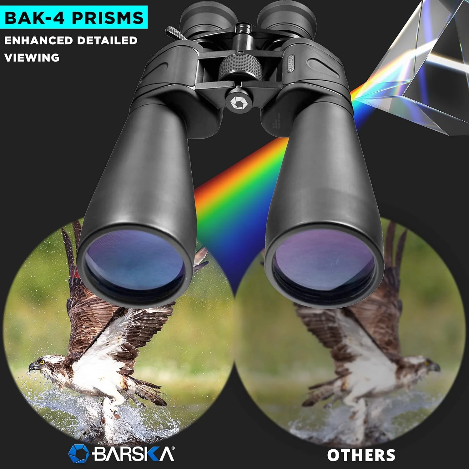 دوربین دوچشمی زوم 20-100x70 Barska AB10592 Gladiator به همراه آداپتور سه پایه برای نجوم و تماشای دوربرد، مشکی