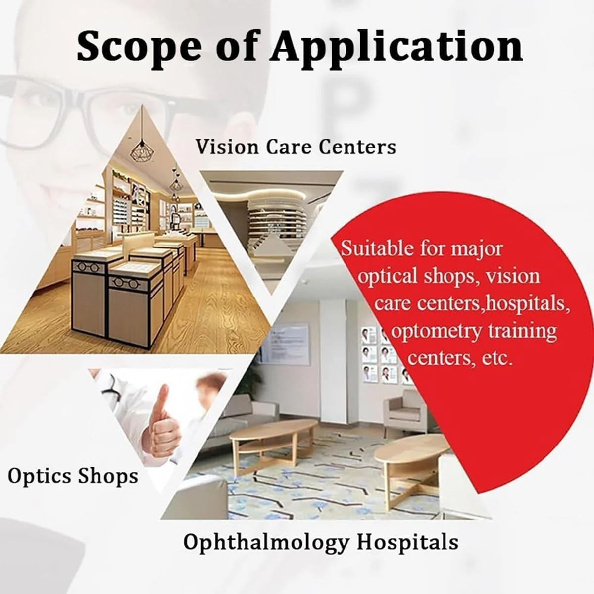 تکیه گاه چانه قابل تنظیم، ابزار نوری 40 میلی‌متری با دسته تنظیم، برای رفرکتومتر خودکار
