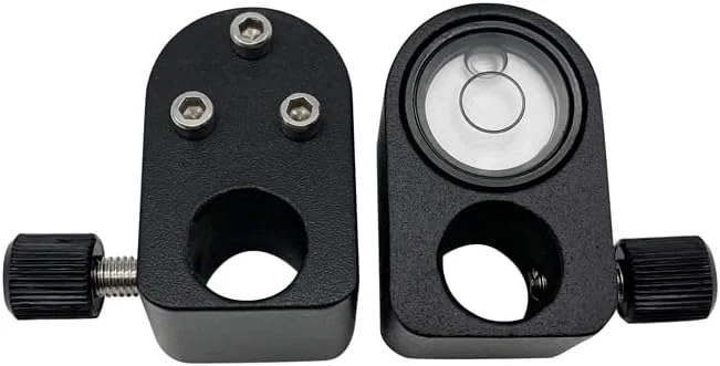 2 عدد تراز حبابی فلزی 12 میلی‌متری با نگهدارنده مناسب برای منشور با قطر 12 میلی‌متر، تراز قطبی کوچک