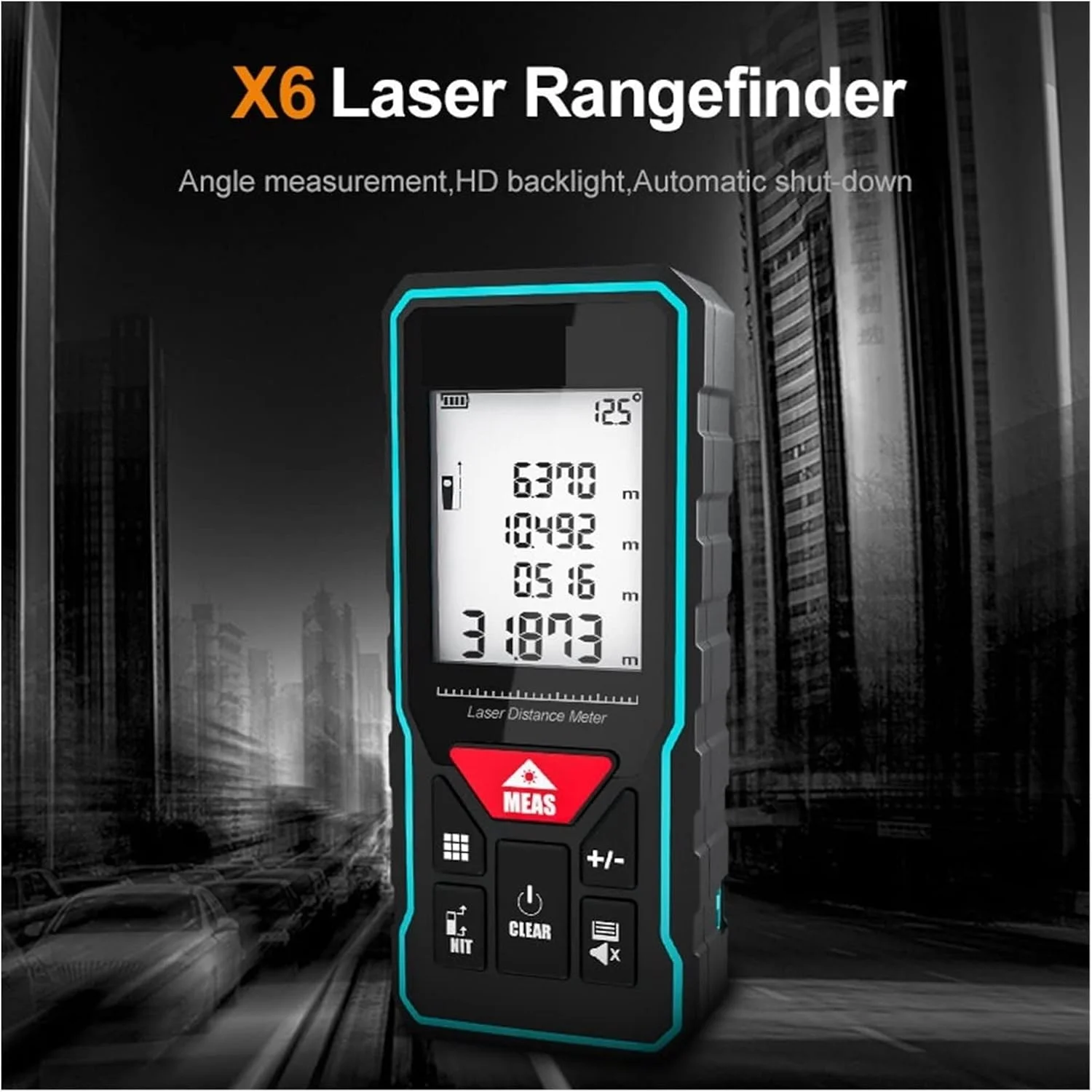 متر لیزری دستی X5 X6 برای اندازه گیری فاصله، زاویه دقیق و محاسبات ساختمانی