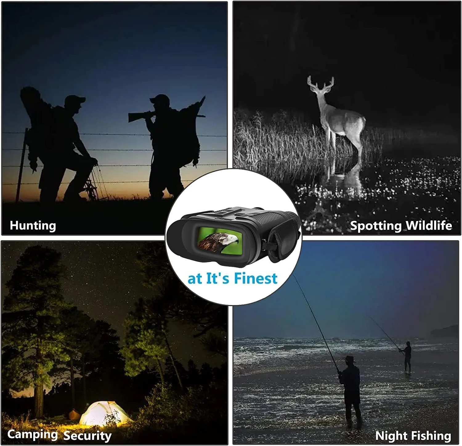 دوربین دید در شب، دوربین دوچشمی دید در شب مادون قرمز برای شکار و رصد حیات وحش، 400 متر با کارت TF 32 گیگابایتی، قابلیت ضبط عکس و فیلم FHD