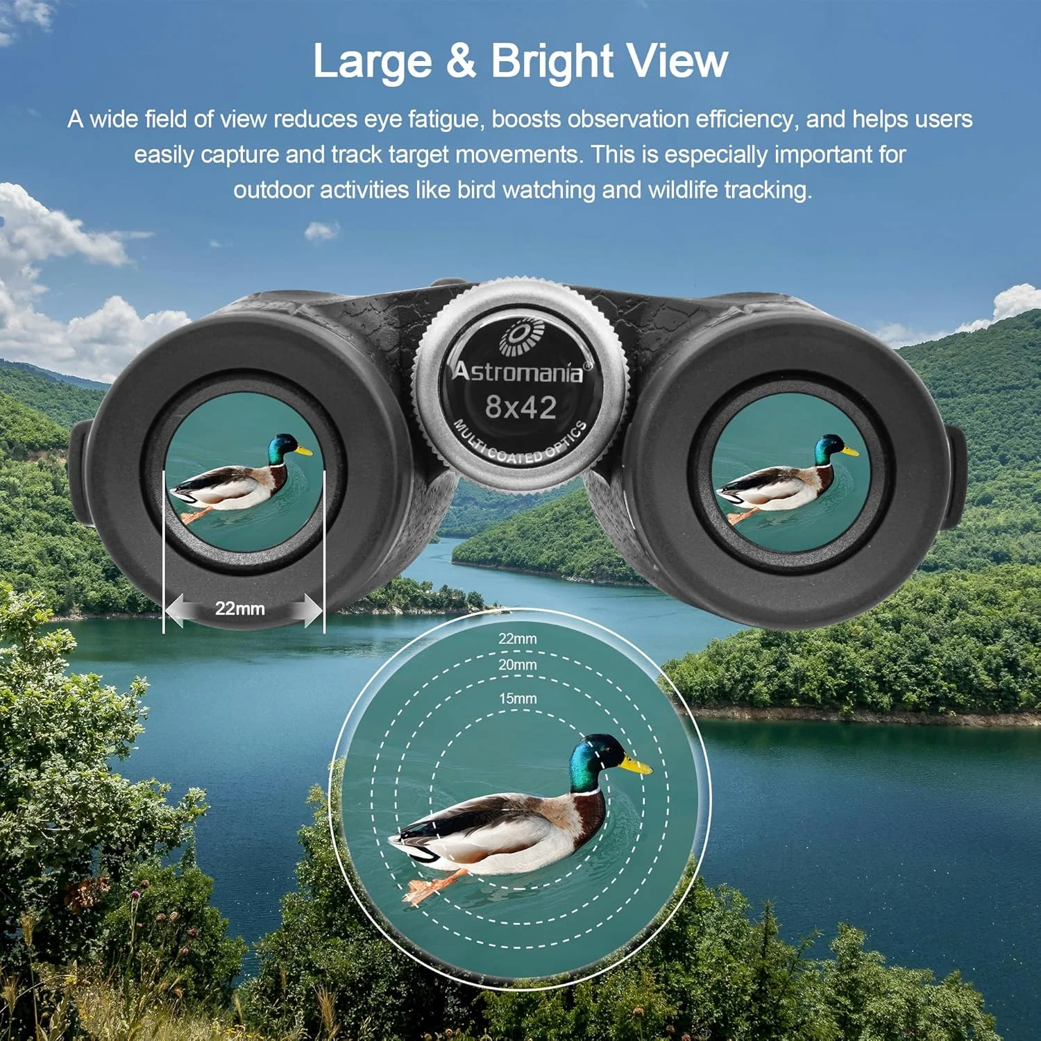 دوربین دوچشمی فشرده 8x42 Astromania - منشور BK7 - مناسب برای هدیه به کودکان و بزرگسالان، تماشای پرندگان، شکار، بازی های ورزشی، کنسرت ها و تئاتر